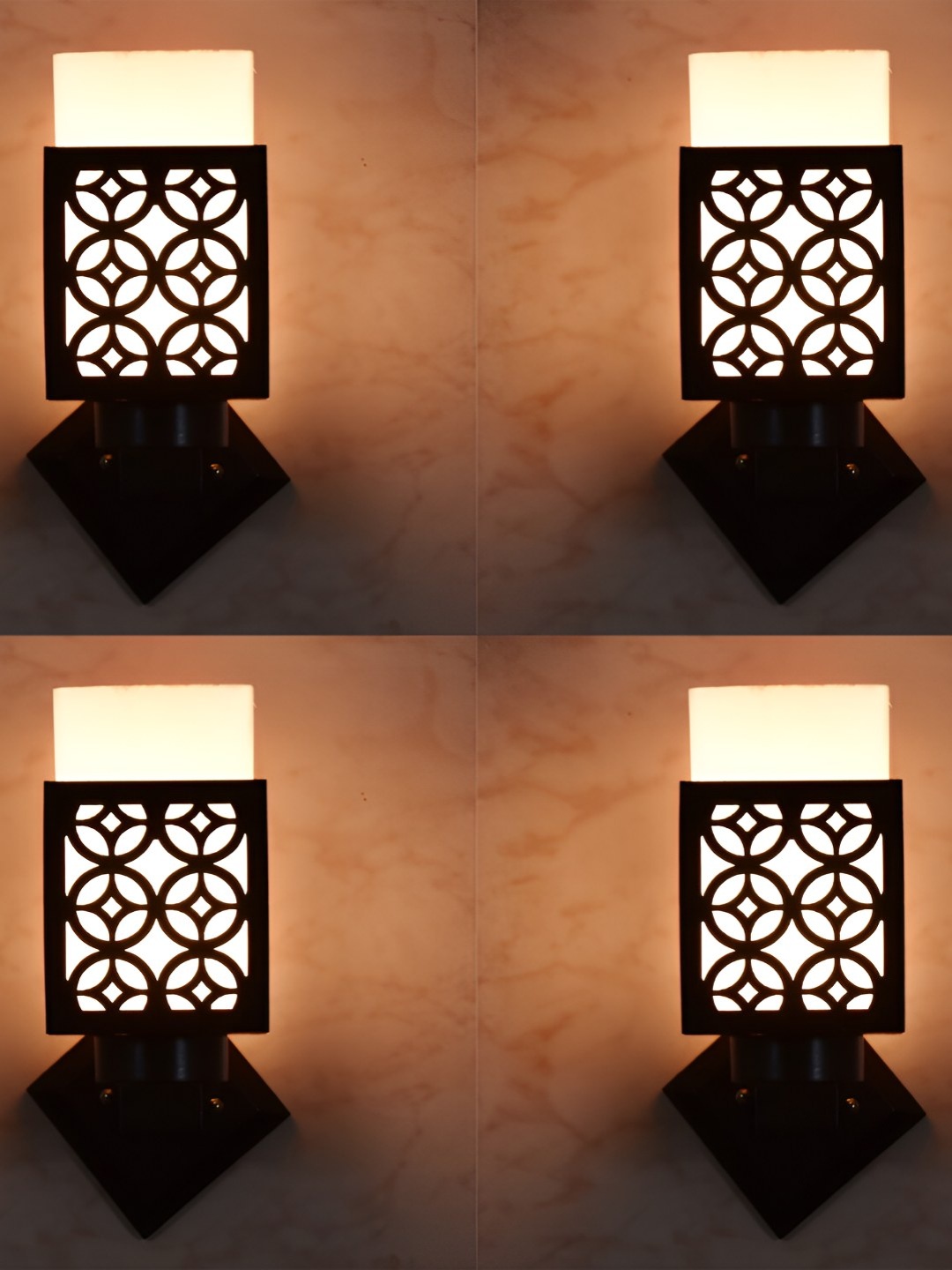 

Afast Brown & White 4 Pieces Wooden Contemporary Square Shaped Wall Lamp