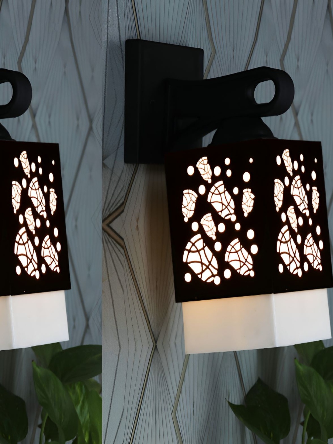

Afast 2 Pcs Black & White Wooden Traditional Square Shaped Wall Lamps