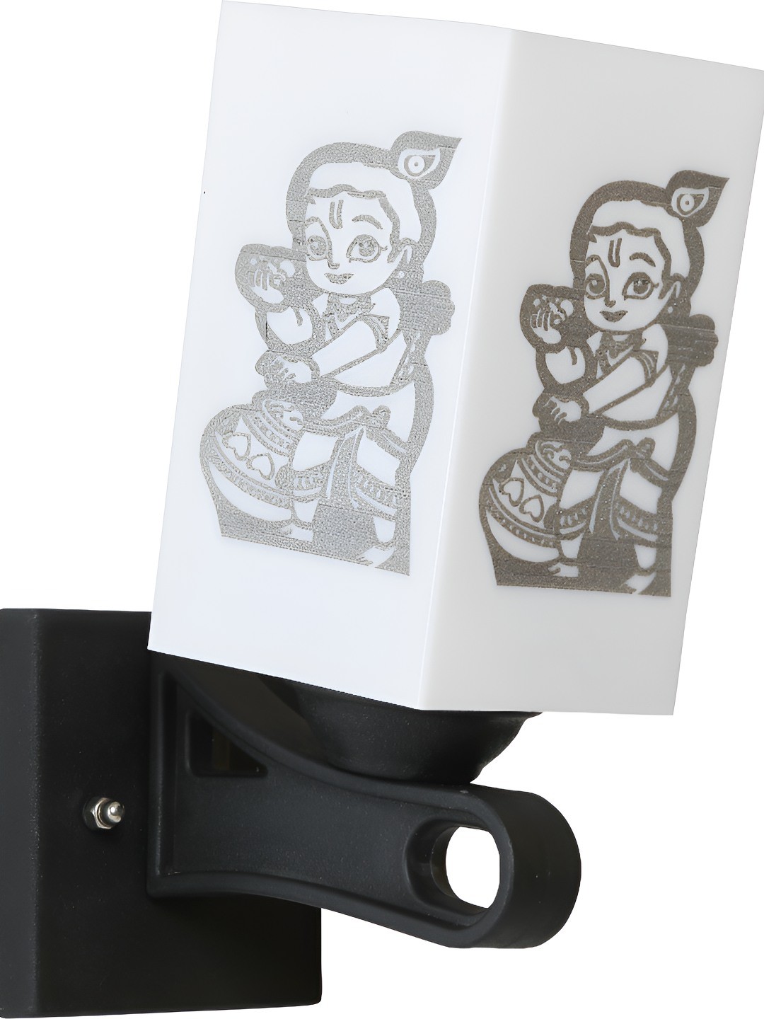 

Afast White & Black Lord Baby Krishna Traditional Square Shaped Wall Lamp