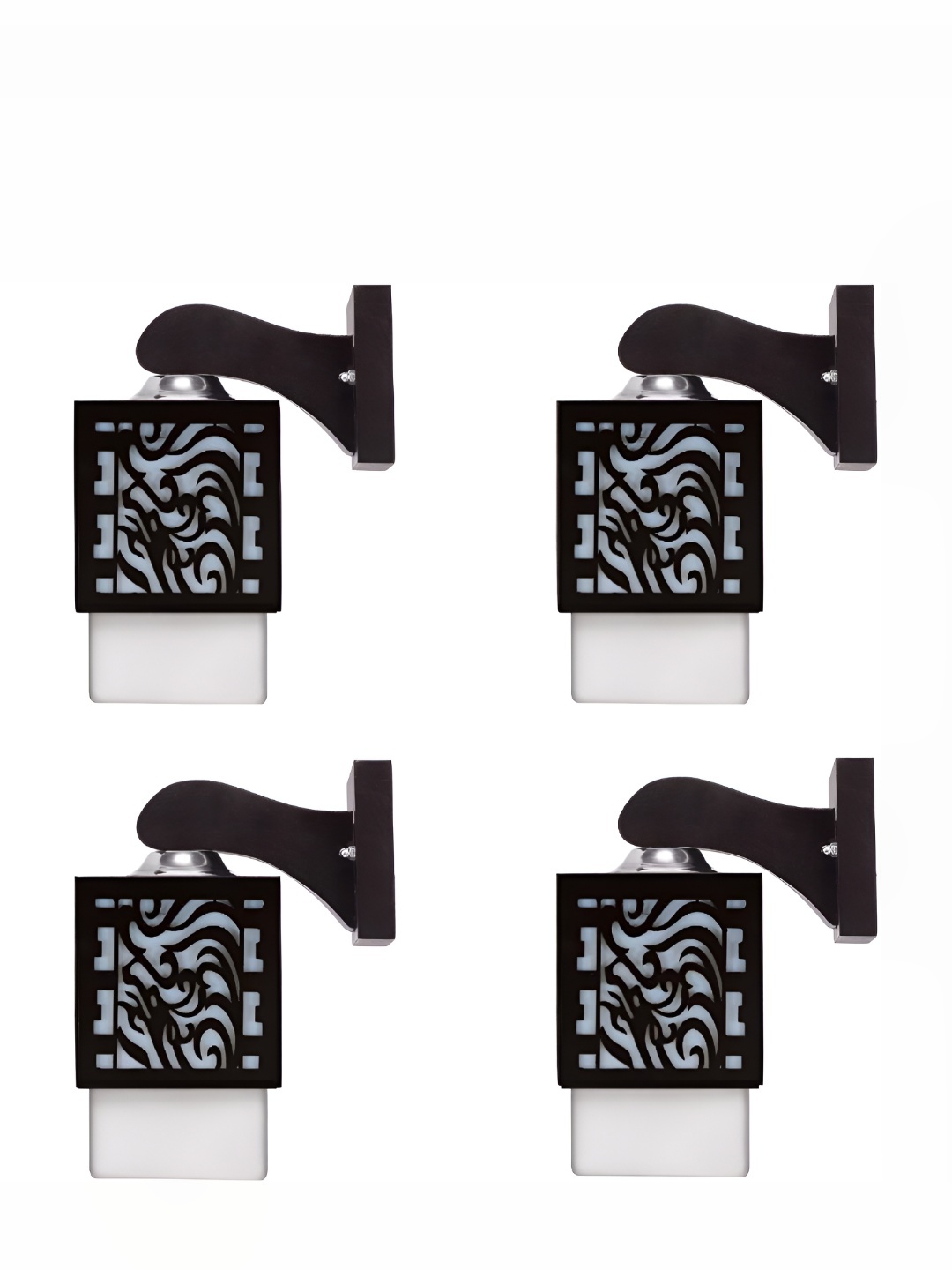 

Afast Black & White 4 Pieces Textured Wooden Traditional Square Shaped Wall Lamps