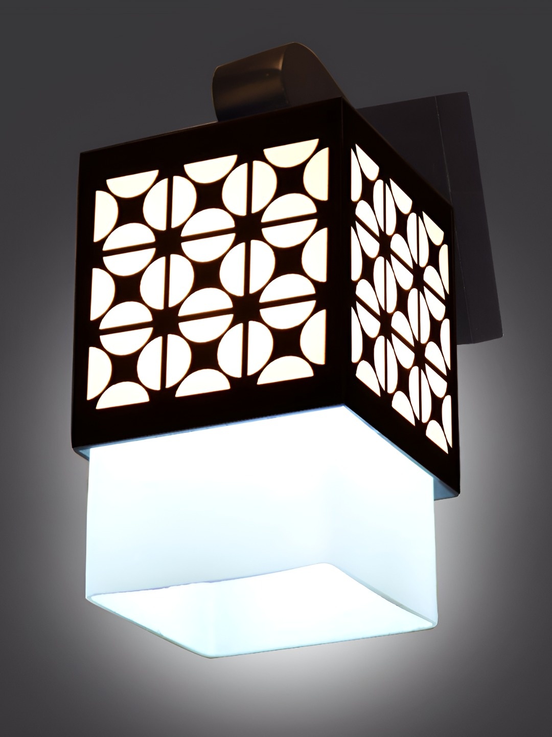

Afast Black White Square Wooden Textured Wall Lamp