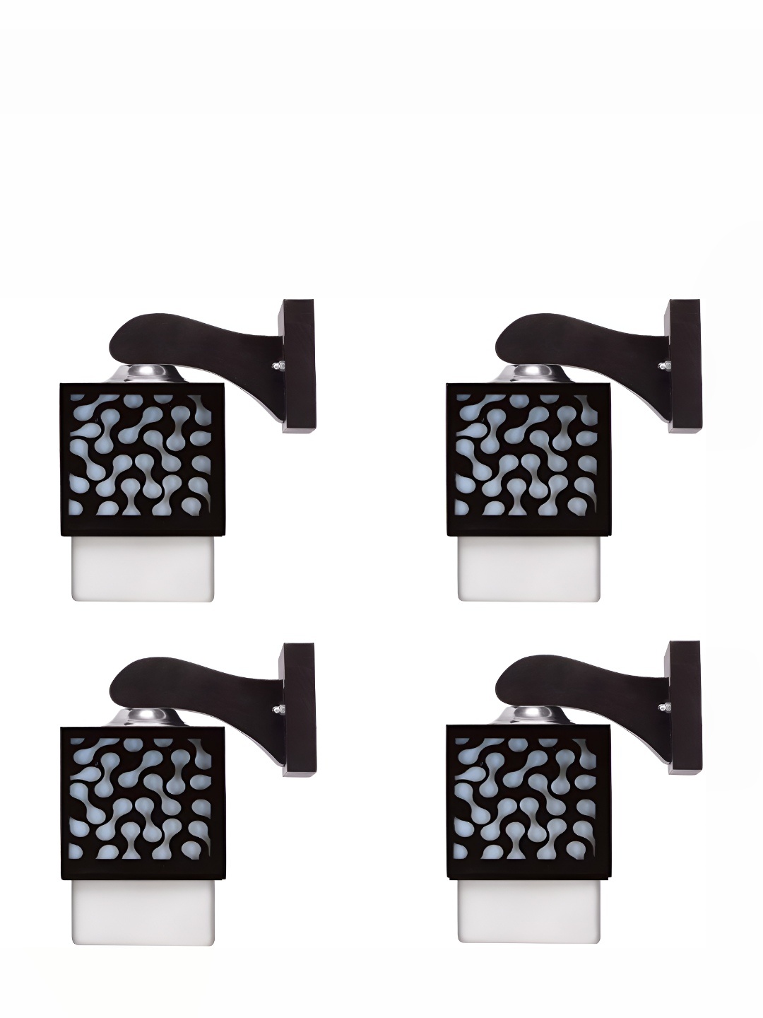 

Afast White & Black 4 Pieces Textured Contemporary Wood Square Shaped Wall Lamps