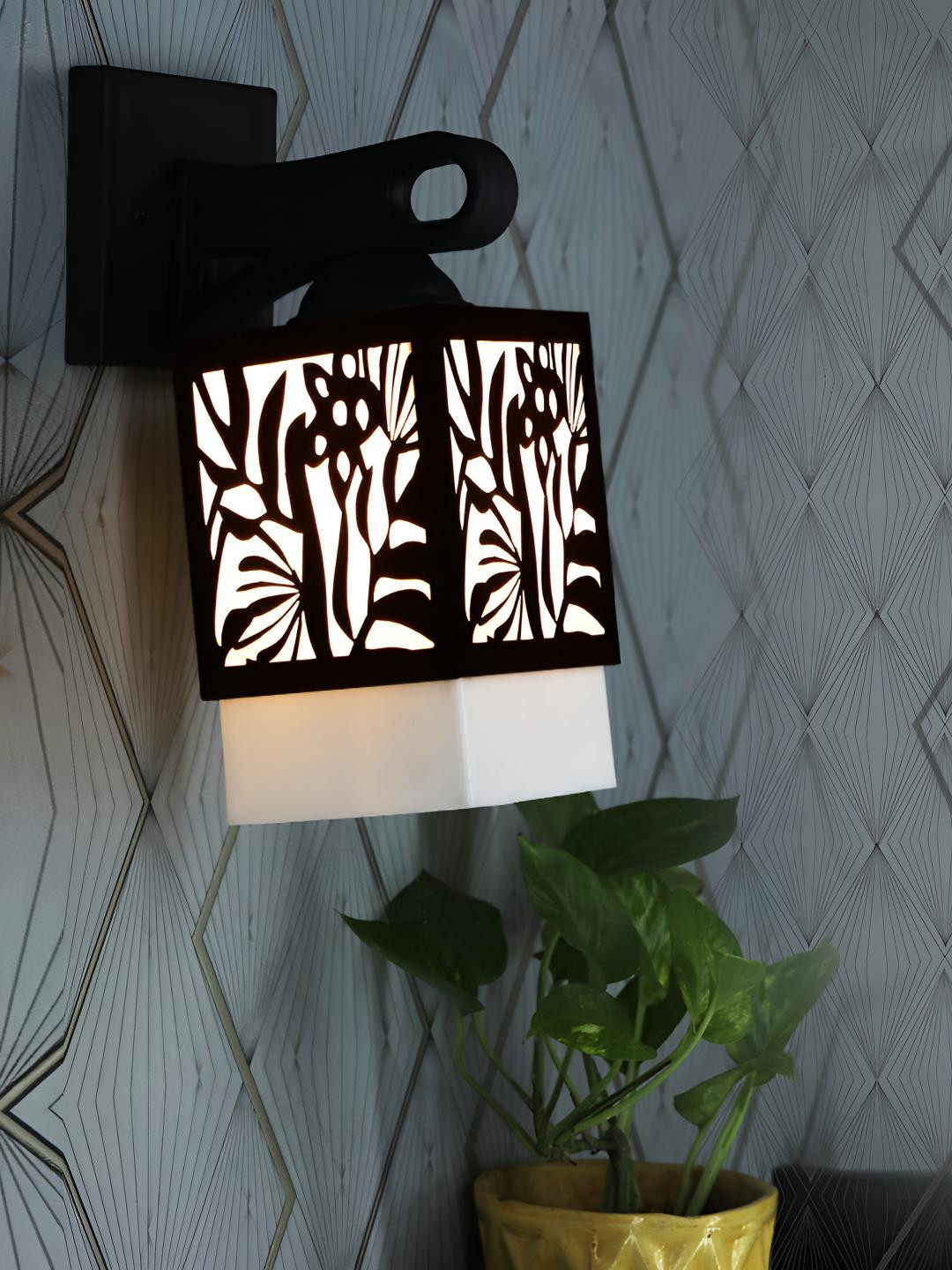 

Afast White & Black Textured Contemporary Wood Square Shaped Wall Lamp