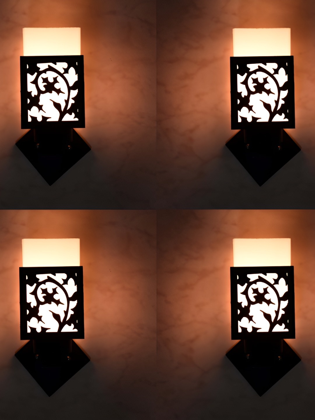 

Afast White & Black 4 Pieces Wooden Traditional Square Shaped Wall Lamp