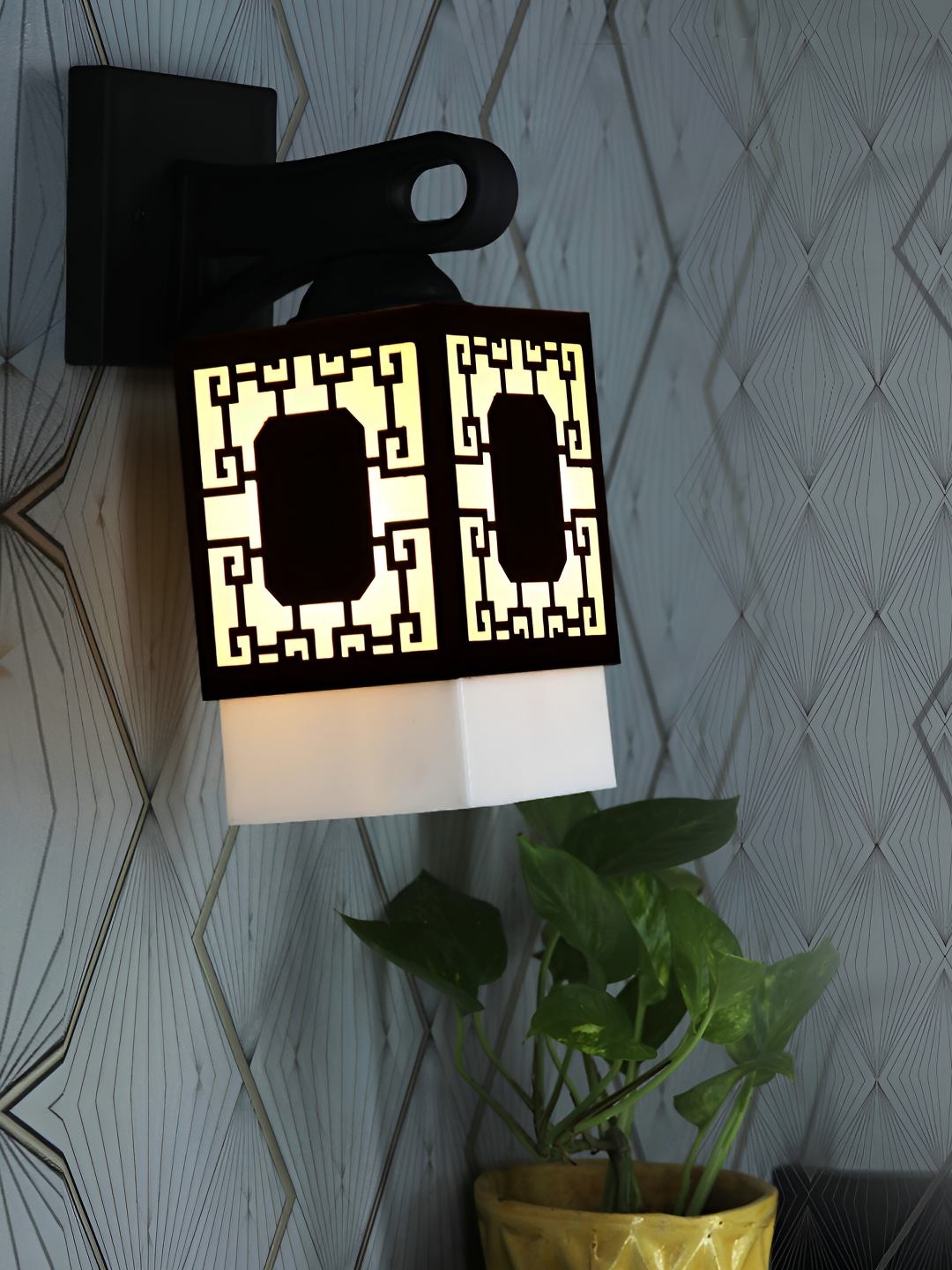 

Afast White & Black Textured Contemporary Wood Square Shaped Wall Lamp