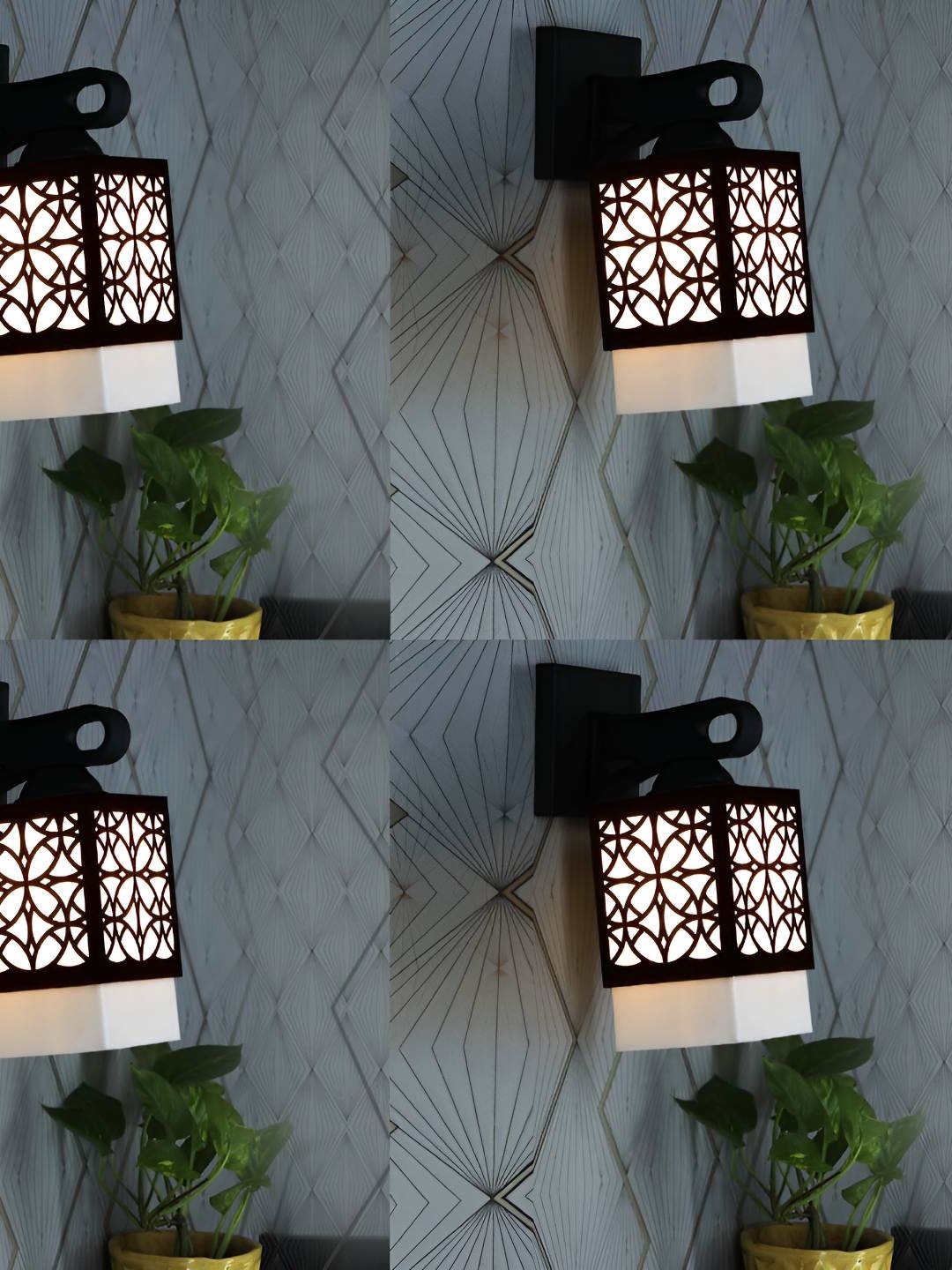 

Afast Black & White 4 Pieces Textured Square Shaped Wooden Wall Lamps