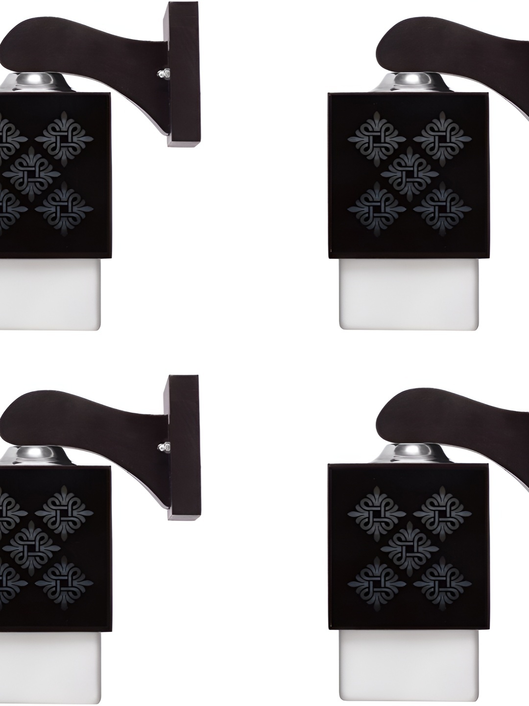 

Afast Black & White 4 Pieces Textured Traditional Square Shaped Wall Lamps