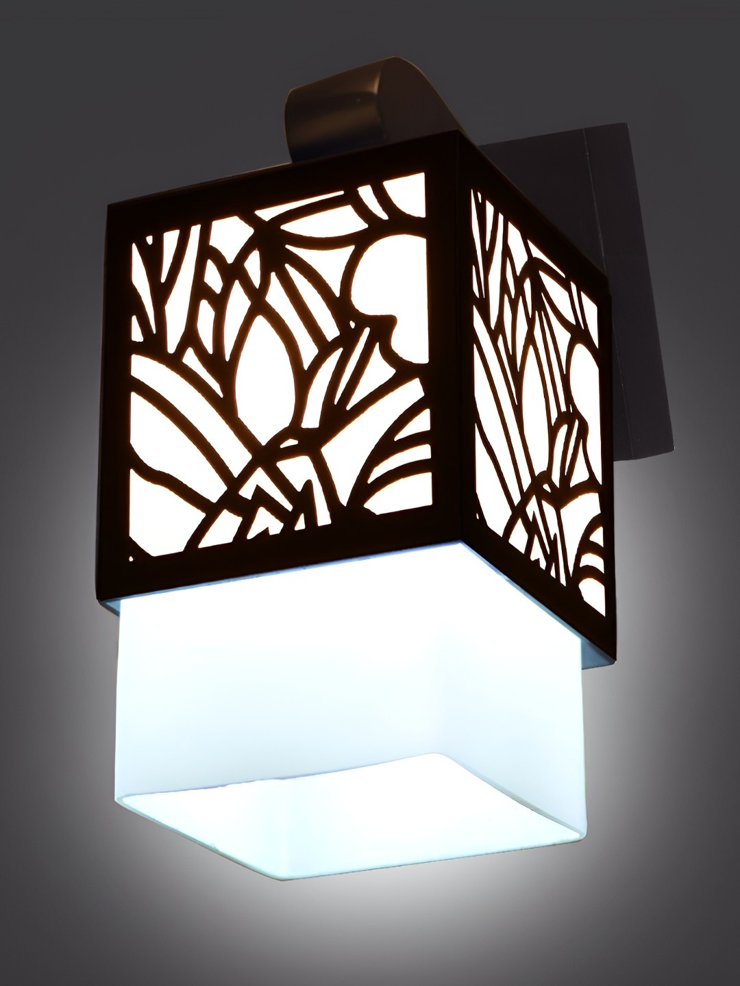 

Afast Black White Square Wooden Textured Wall Lamp