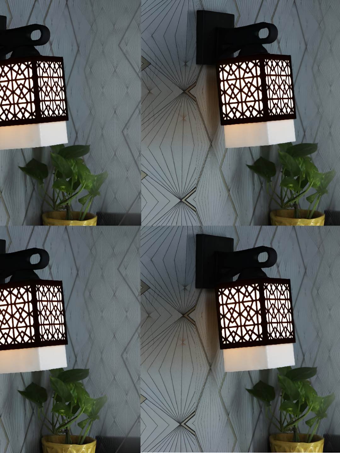

Afast Black & White 4 Pieces Textured Square Shaped Wooden Wall Lamps