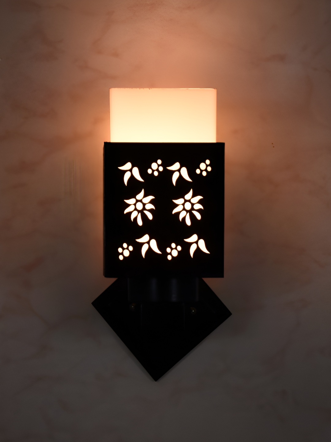 

Afast Black & White Textured Wood Square Wall Lamp