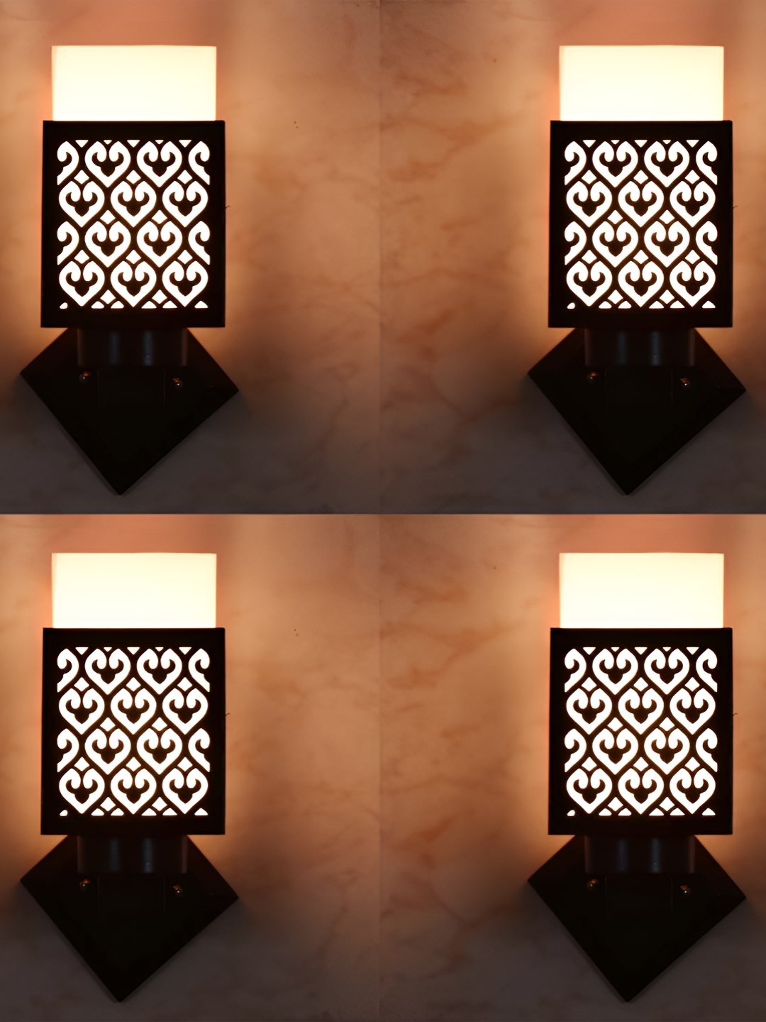 

Afast Black & White 4 Pieces Wooden Textured Traditional Square Wall Lamps