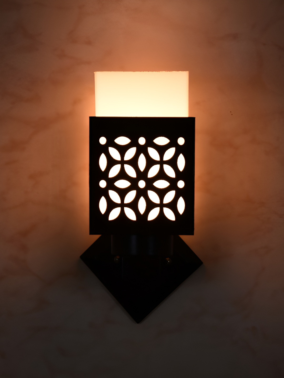 

Afast Brown & White Wooden Textured Square Wall Lamp