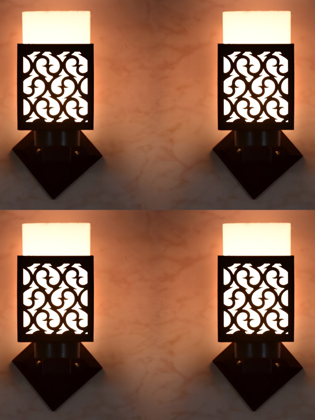 

Afast Black & White 4 Pieces Textured Square Shaped Wooden Wall Lamp