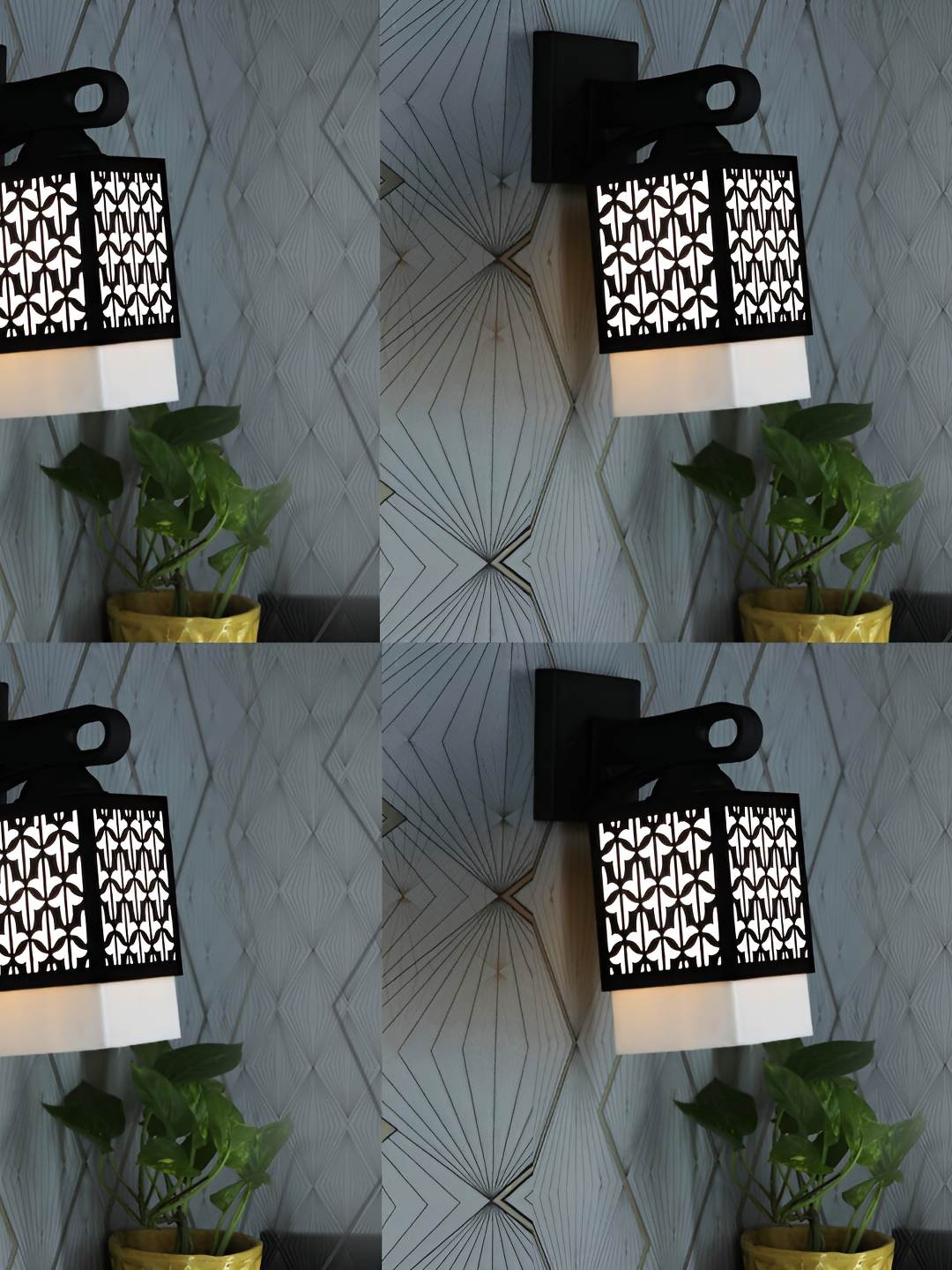 

Afast Black & White 4 pieces Textured Square Shaped Wall Lamp