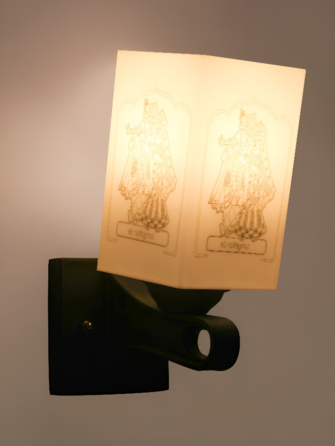 

Afast White & Black Printed Wooden Traditional Rectangular Shaped Wall Lamp