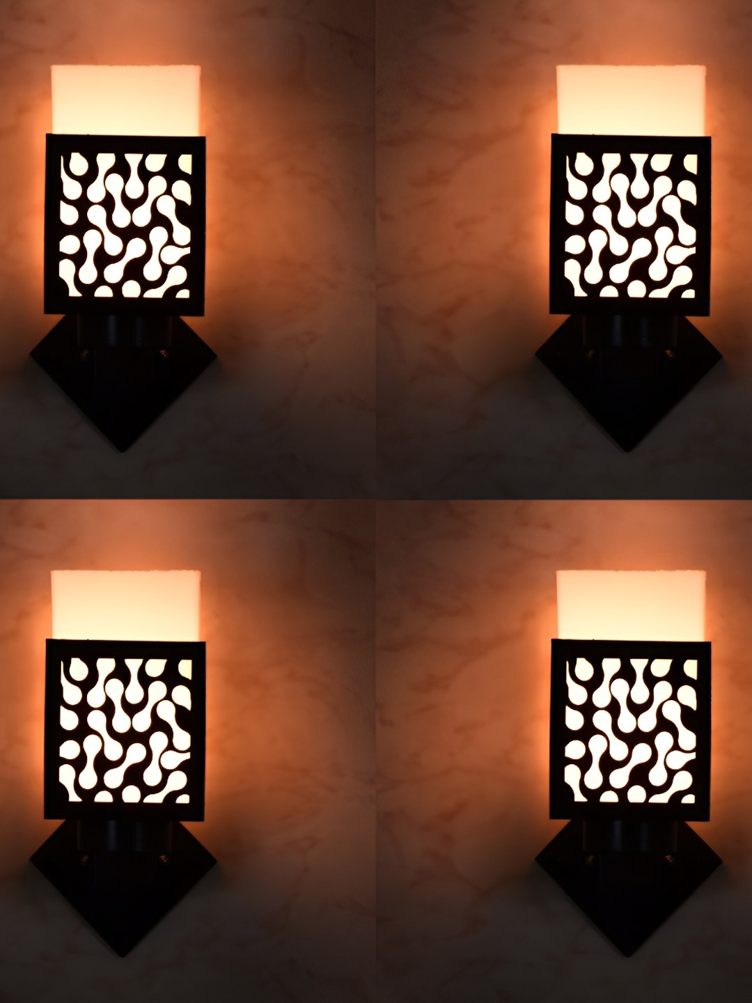 

Afast Black & White 4 Pieces Square Wooden Textured Wall Lamp