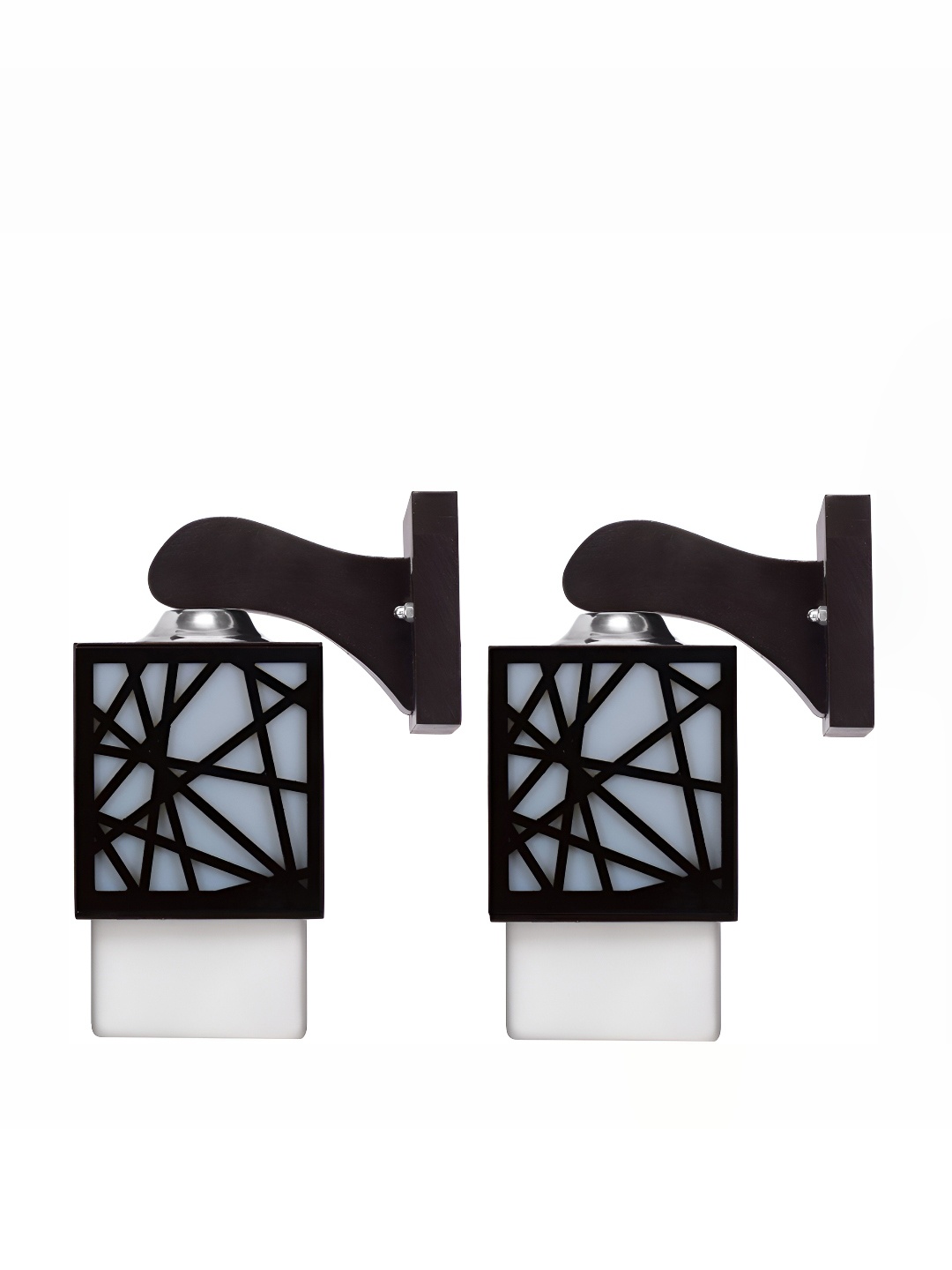 

Afast 2 Pcs Black & White Wooden Traditional Square Shaped Wall Lamps