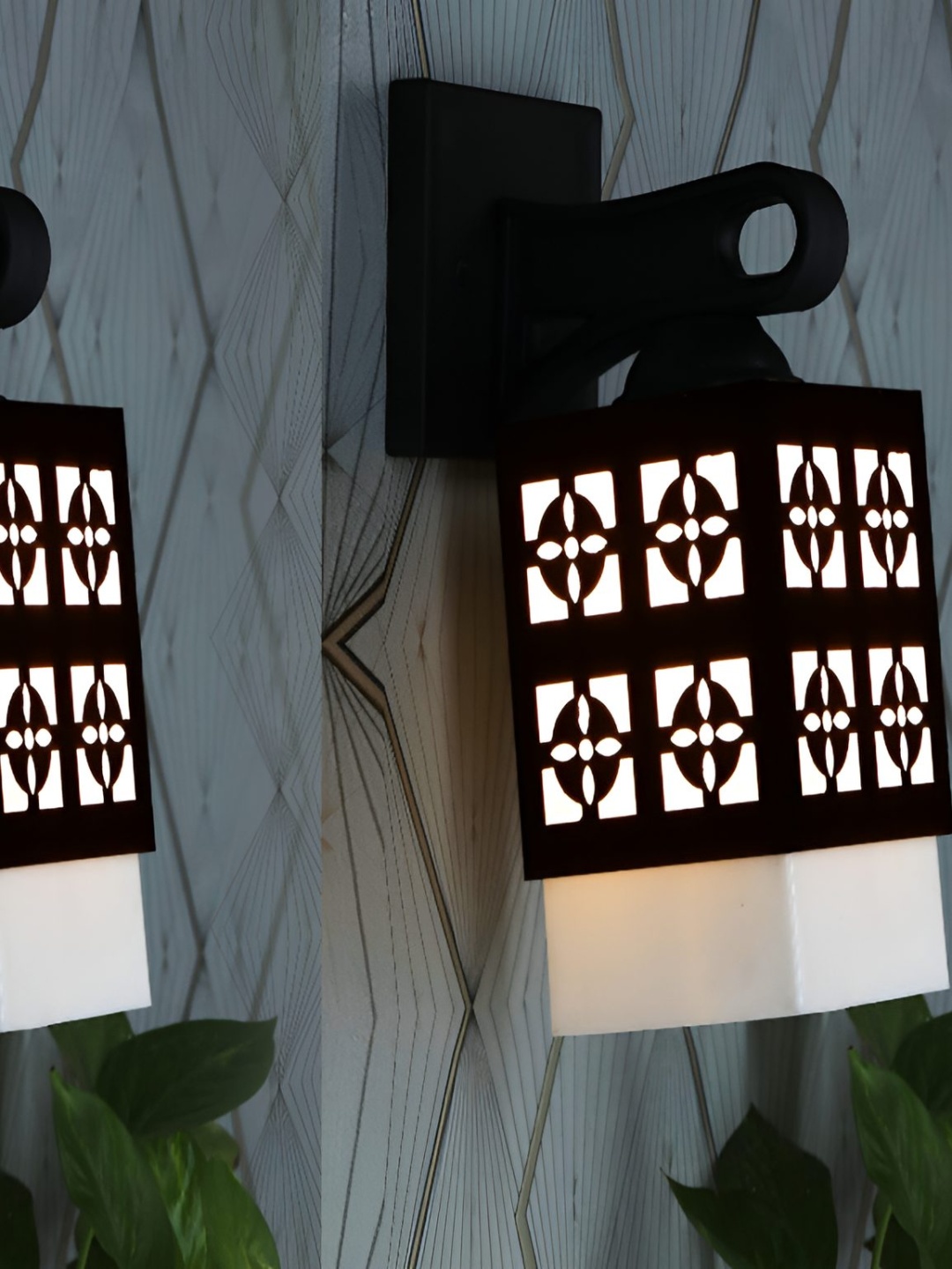 

Afast White & Black 2 Pieces Textured Wooden Square Wall Lamp