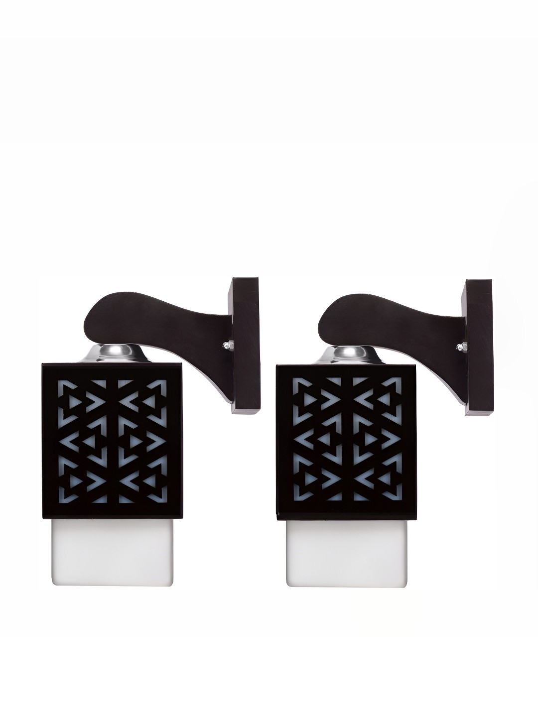

Afast Black & White 2 Pieces Textured Wooden Traditional Square Shaped Wall Lamps