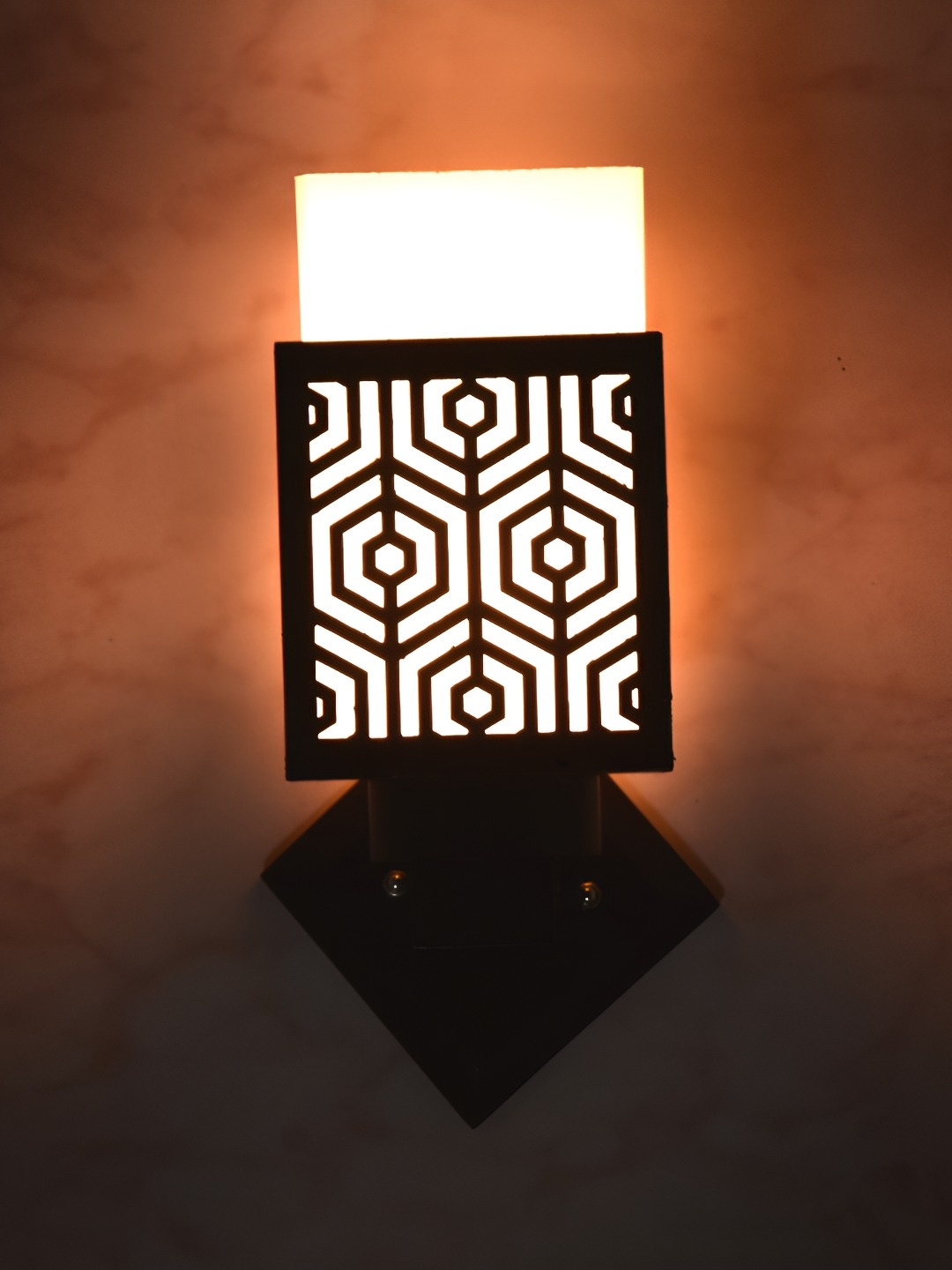 

Afast Black & White Square Wooden Textured Wall Lamp