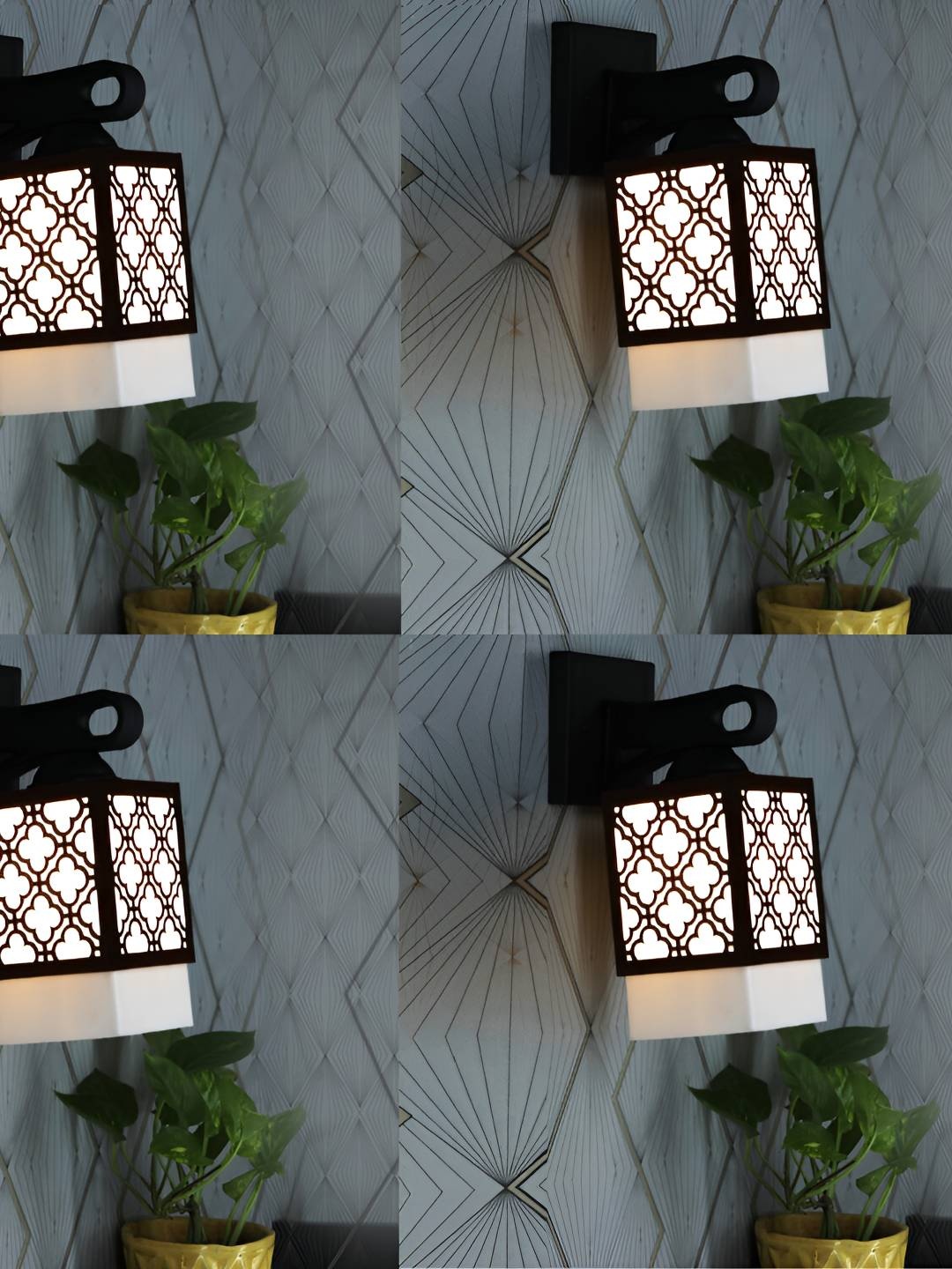 

Afast Black & White 4 Pieces Textured Wood Traditional Square Shaped Wall Lamp