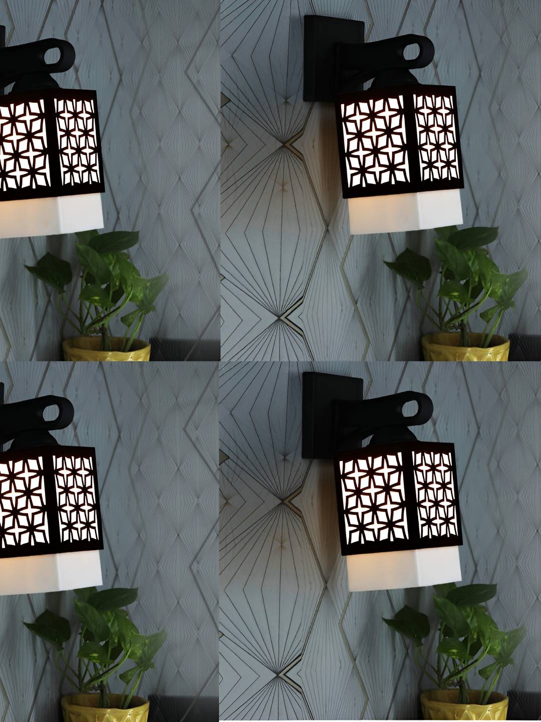 

Afast 4 Pcs Black & White Wooden Traditional Square Shaped Wall Lamps