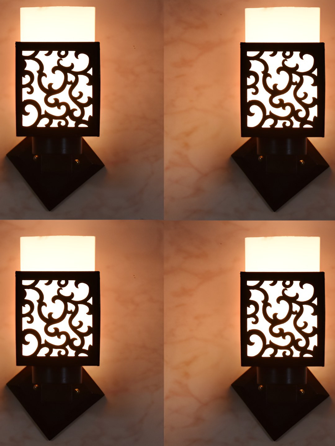

Afast 4 Pcs Black & White Wooden Traditional Square Shaped Wall Lamps