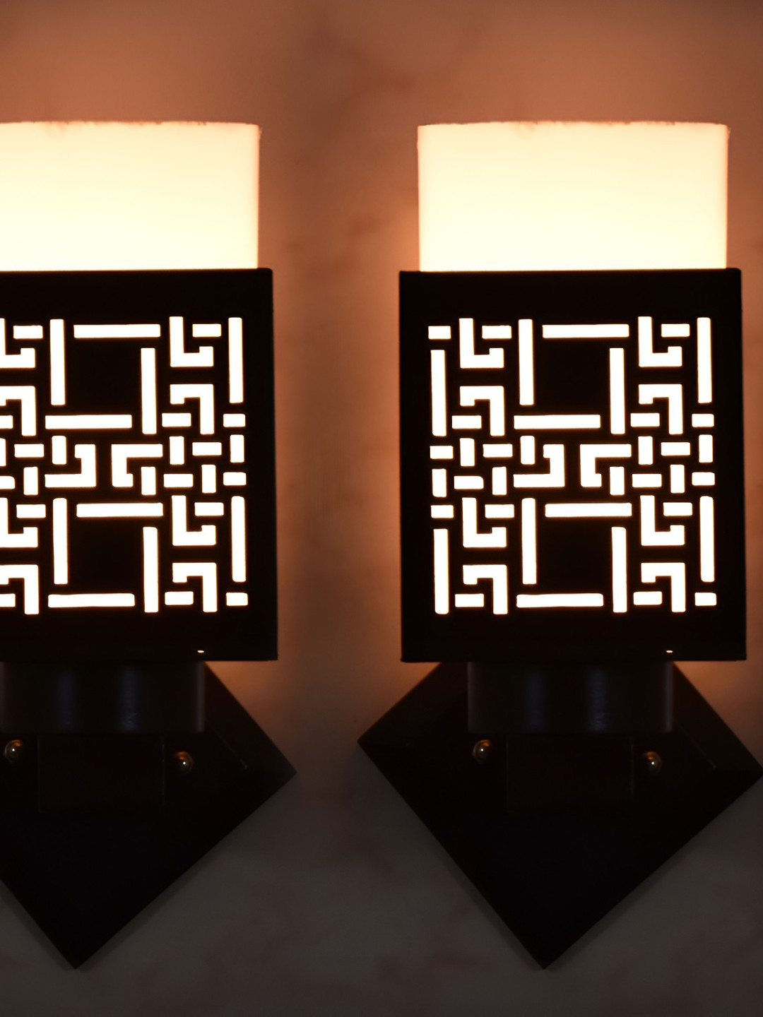 

Afast Black & White 2 Pieces Wooden Textured Square Shaped Wall Lamps