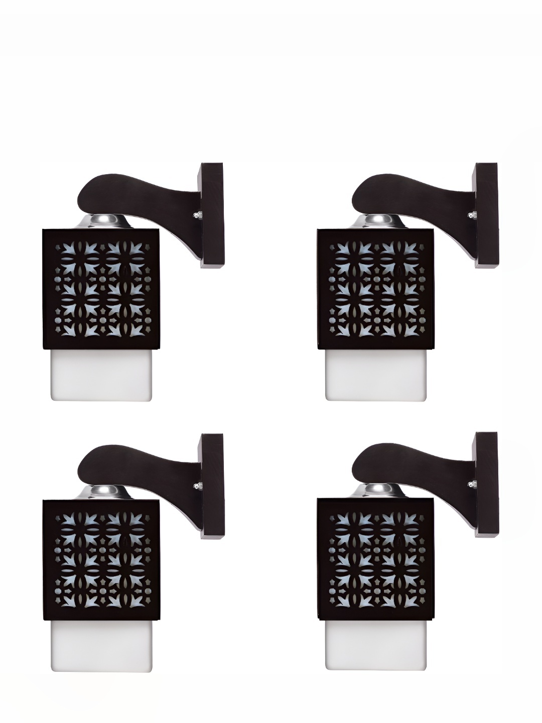 

Afast Black White 4 Pieces Square Wooden Textured Wall Lamps