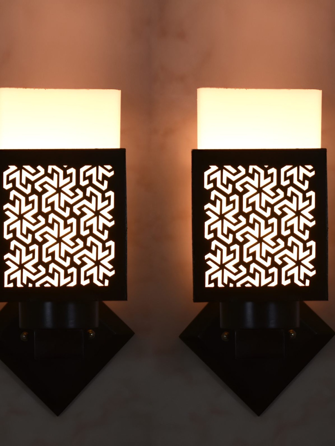 

Afast Black & White 2pcs Wooden textured Square Shaped Wall Lamp