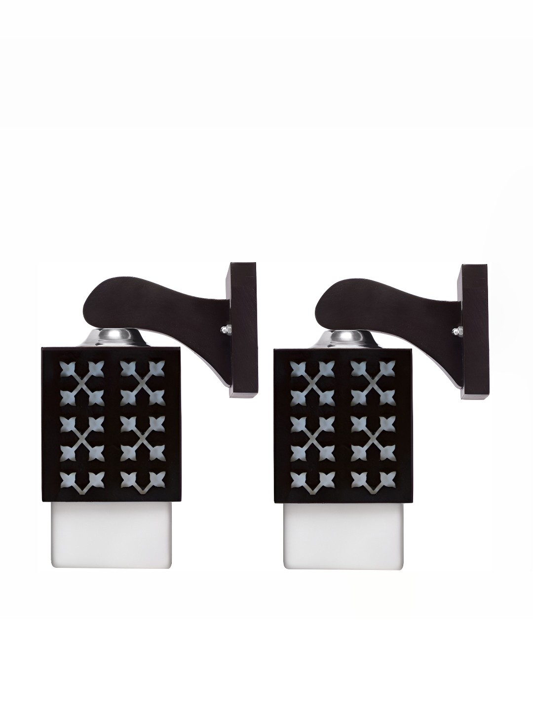

Afast Black & White 2 Pieces Wooden Textured Traditional Square Wall Lamps
