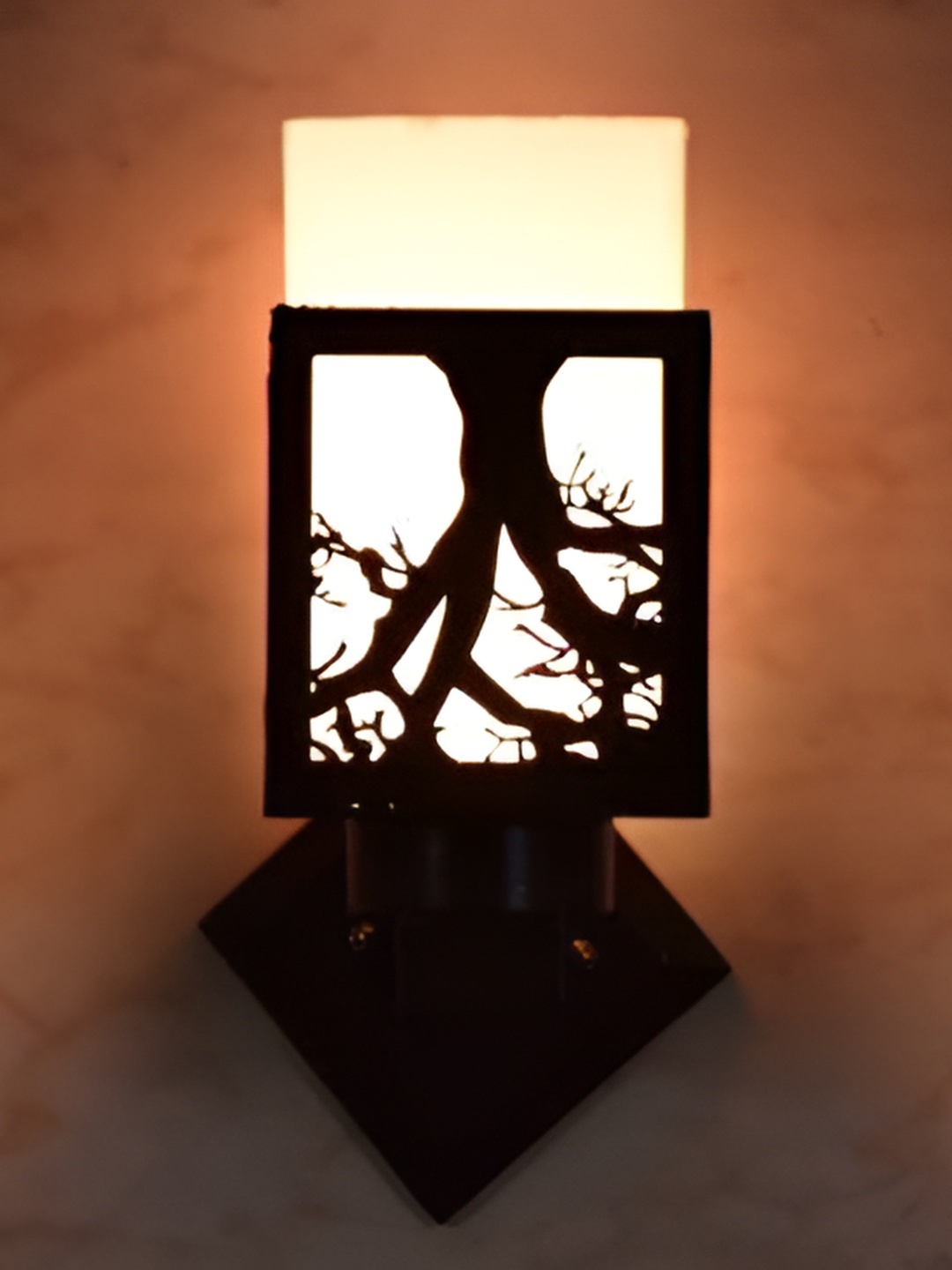 

Afast Brown White Square Wooden Textured Wall Lamps