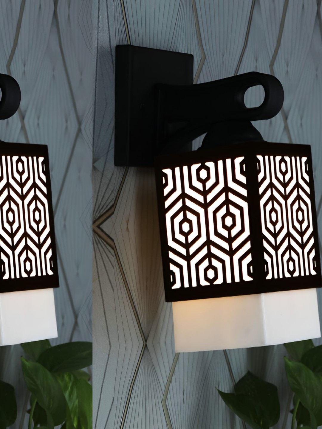 

Afast Black & White Wooden Textured Square Shaped Wall Lamp