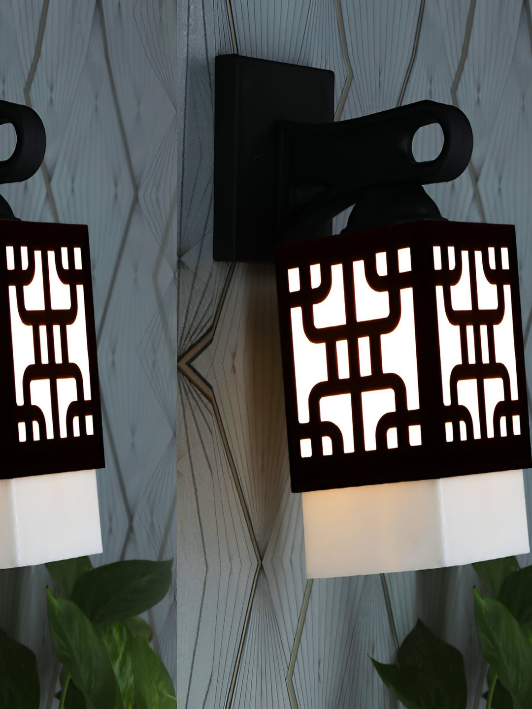 

Afast White & Black 2 Pieces Textured Contemporary Wood Square Shaped Wall Lamps