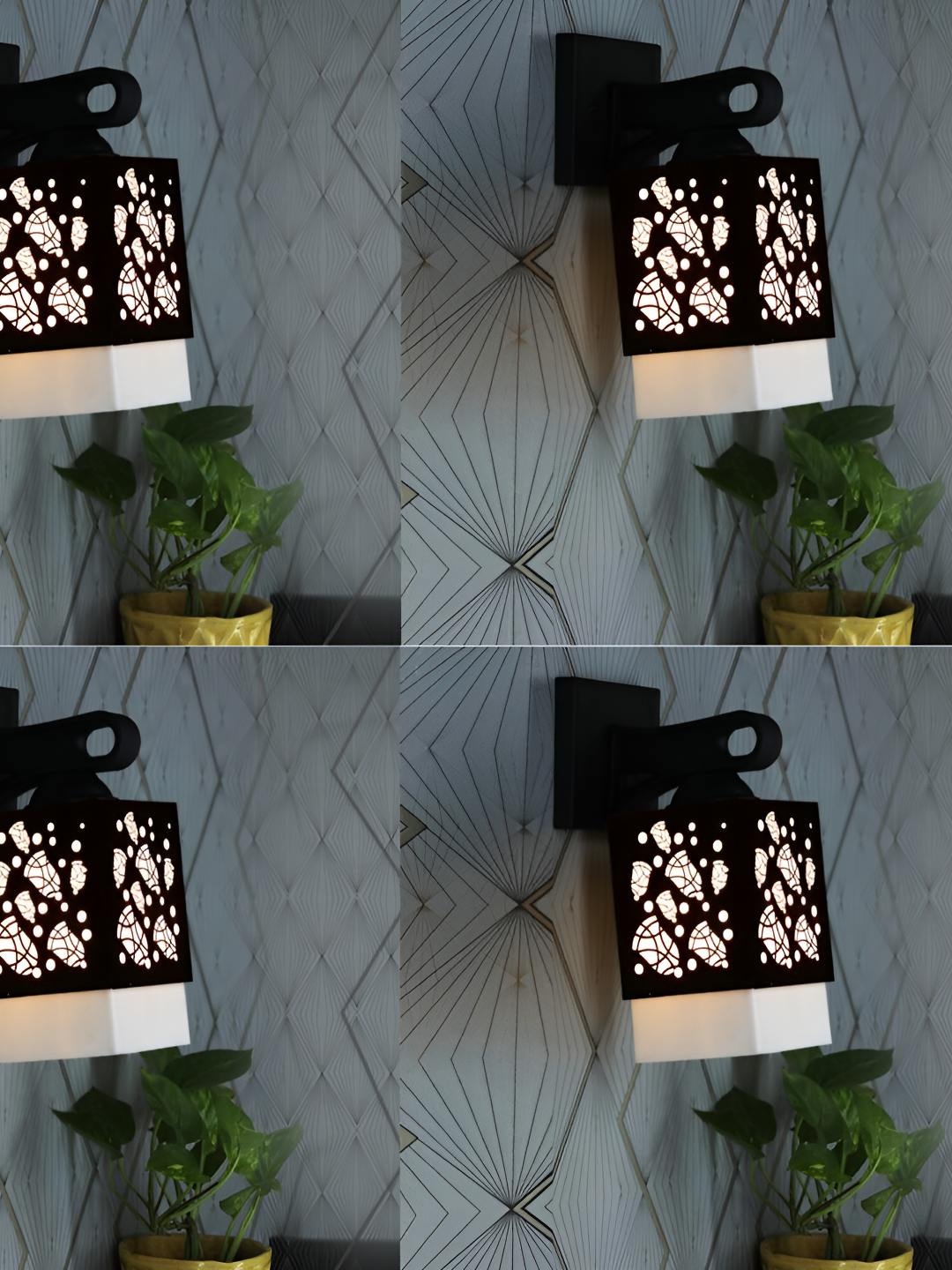 

Afast White Black 4 Pieces Textured Square Wall Lamps