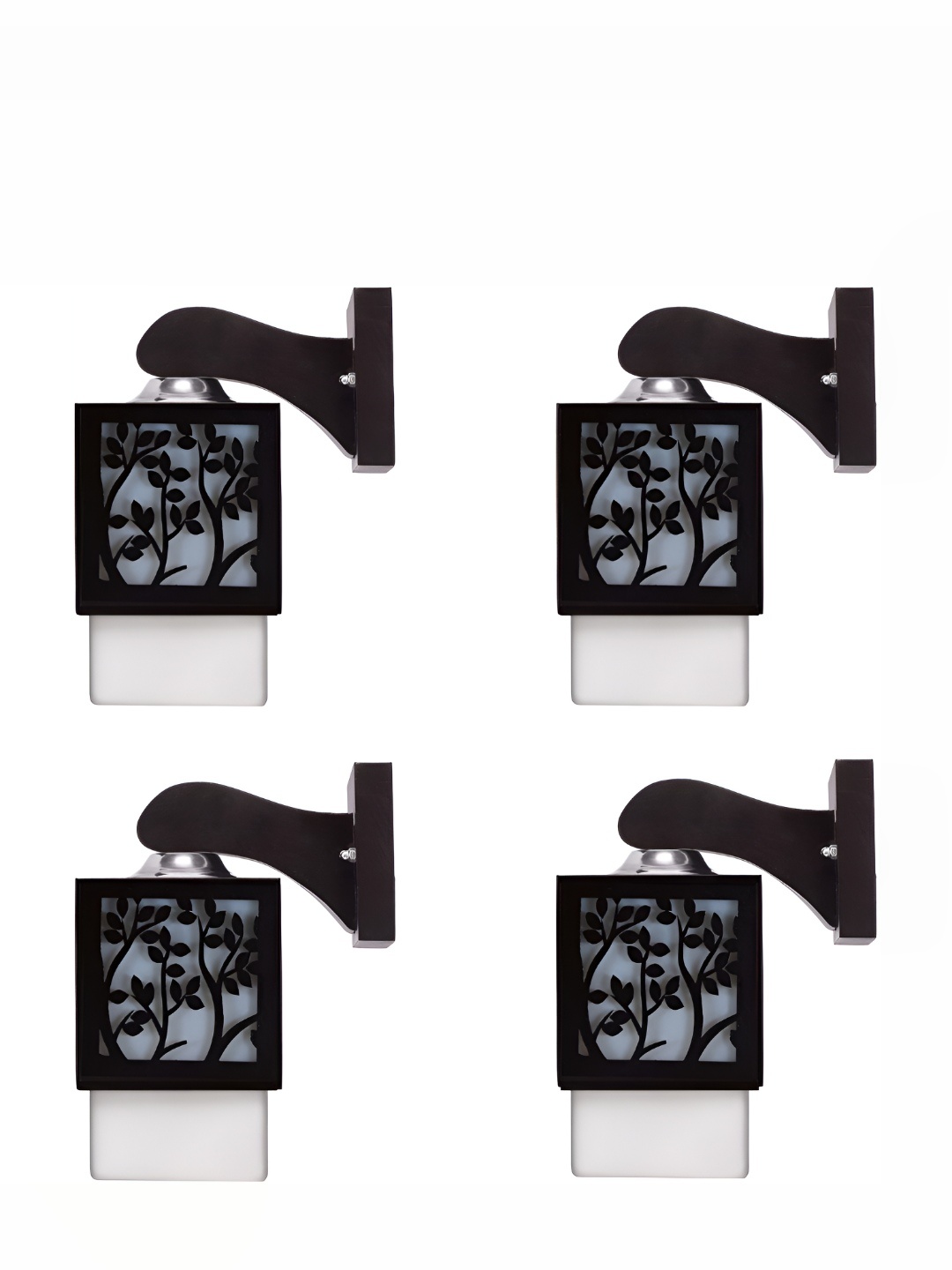 

Afast Black & White 4 Pieces Textured Wooden Traditional Square Shaped Wall Lamps
