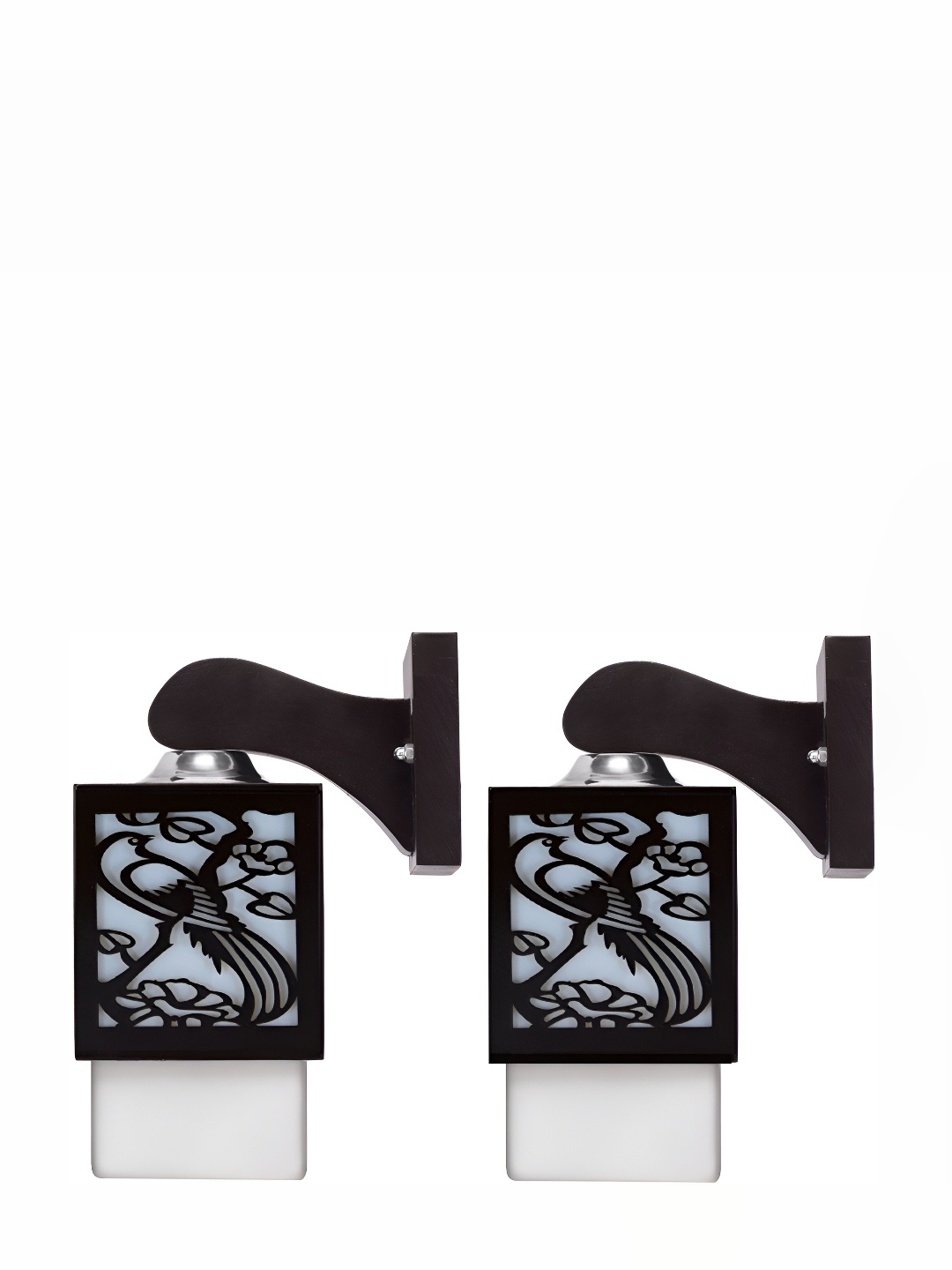 

Afast White & Black 2 Pieces Textured Wooden Traditional Square Shaped Wall Lamps