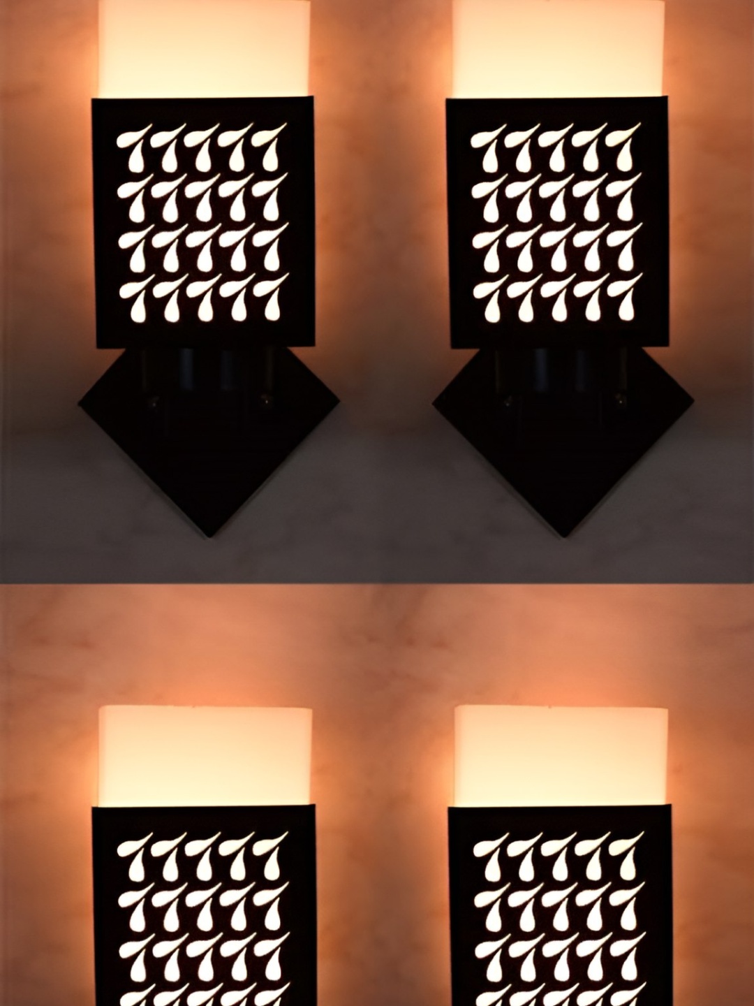 

Afast White & Black 4Pcs Wooden Textured Square Shaped Wall Lamp