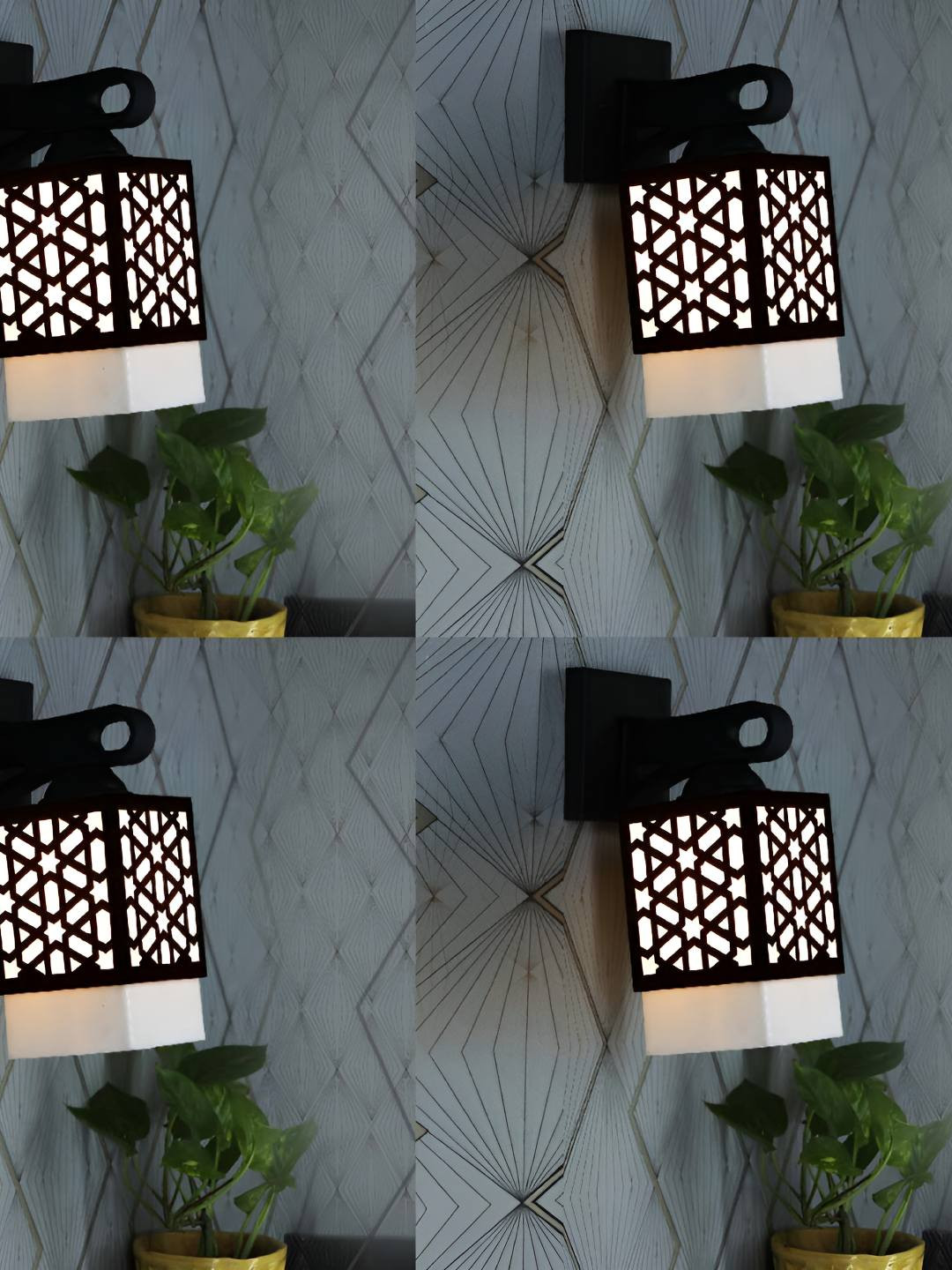 

Afast Black & White 4 pieces Textured Square Shaped Wall Lamp