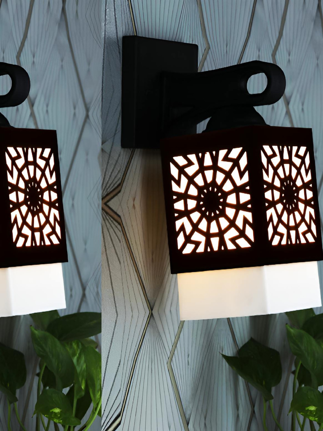 

Afast Black & White 2 pieces Textured Square Shaped Wall Lamp