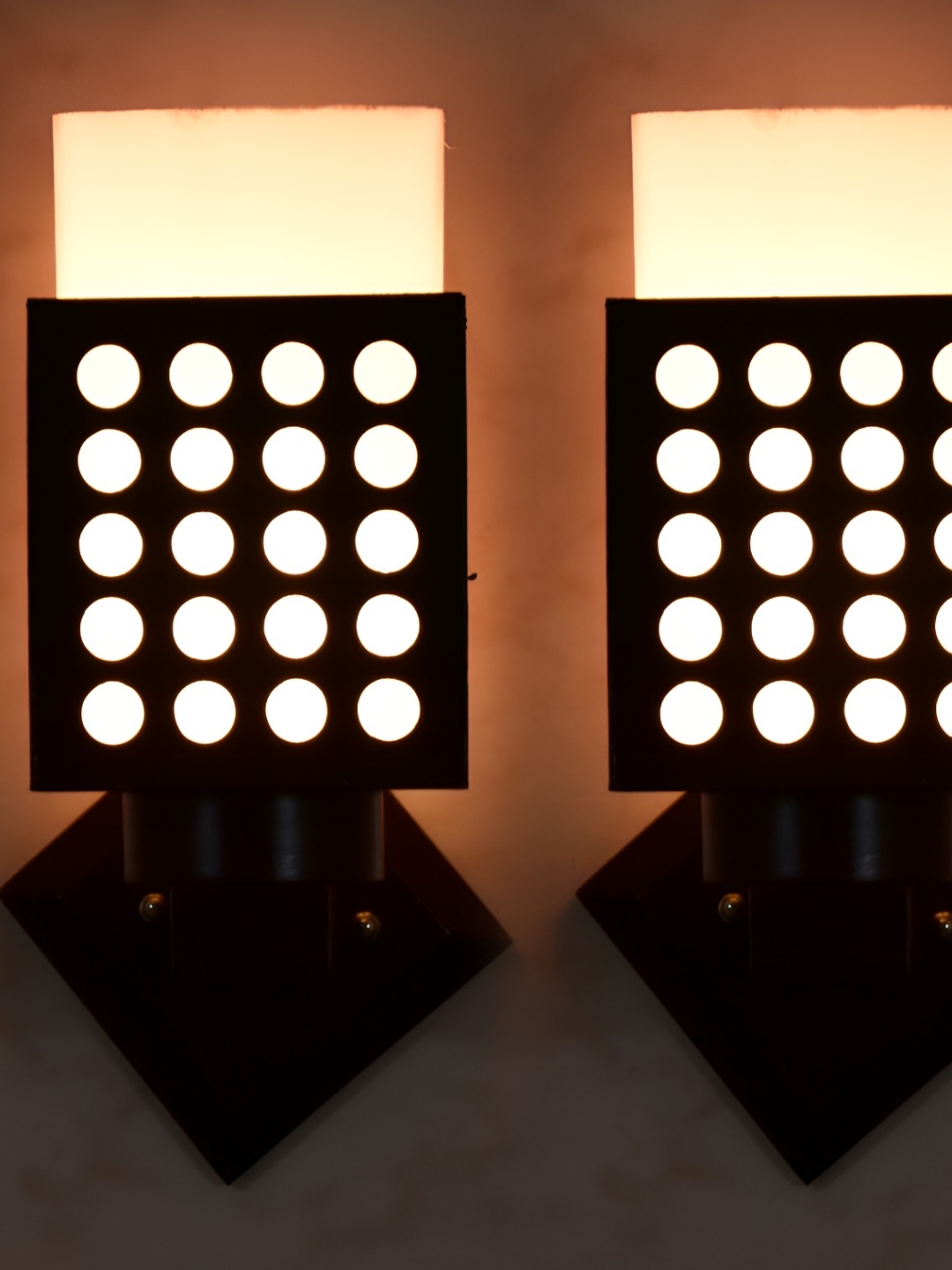 

Afast White Black 2 Pieces Textured Square Wall Lamps