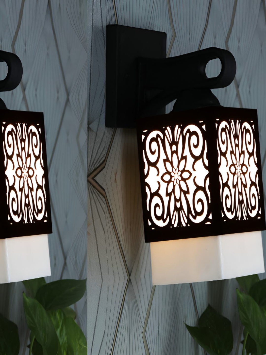 

Afast White & Black 2 Pcs Wooden textured Square Shaped Wall Lamp