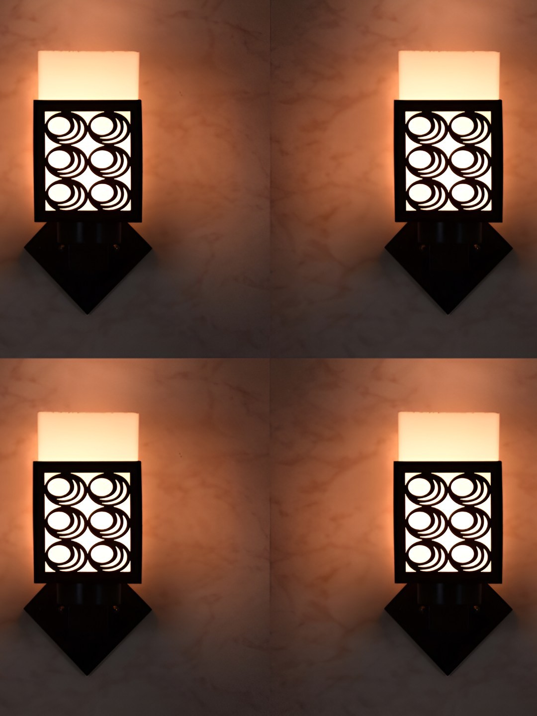 

Afast 4 Pcs Black & White Wooden Traditional Square Shaped Wall Lamps