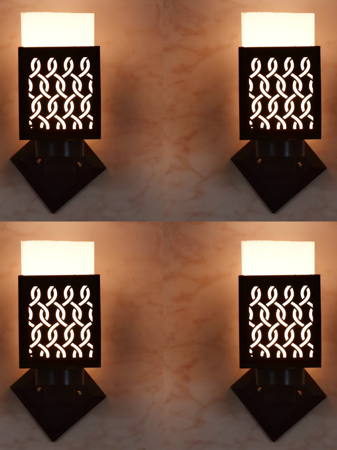 

Afast Black & White 4 Pieces Wood Traditional Square Shaped Wall Lamps