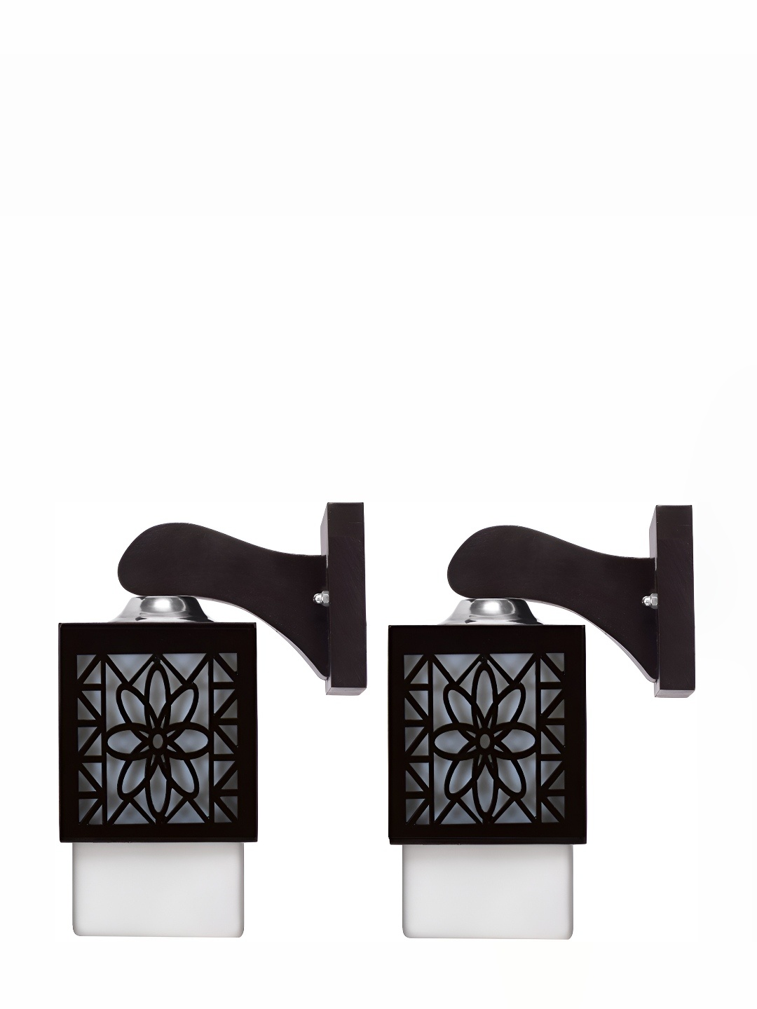 

Afast 2 Pcs Black & White Wooden Traditional Square Shaped Wall Lamps