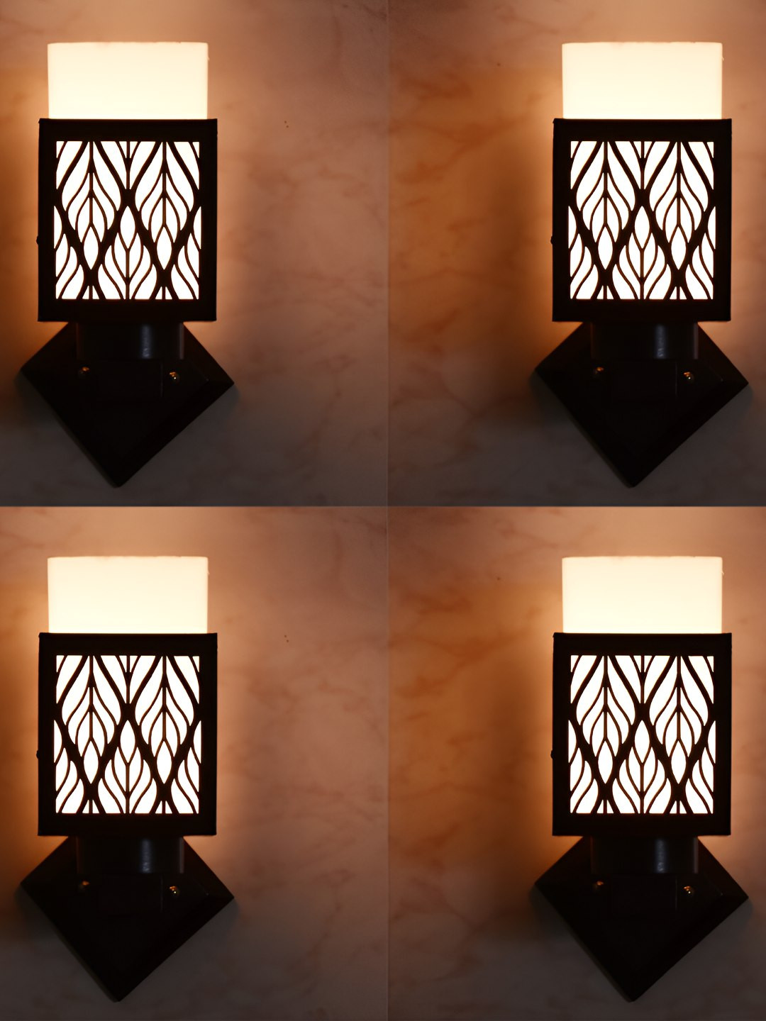 

Afast Black & White 4 Pieces Wooden Traditional Square Shaped Wall Lamps