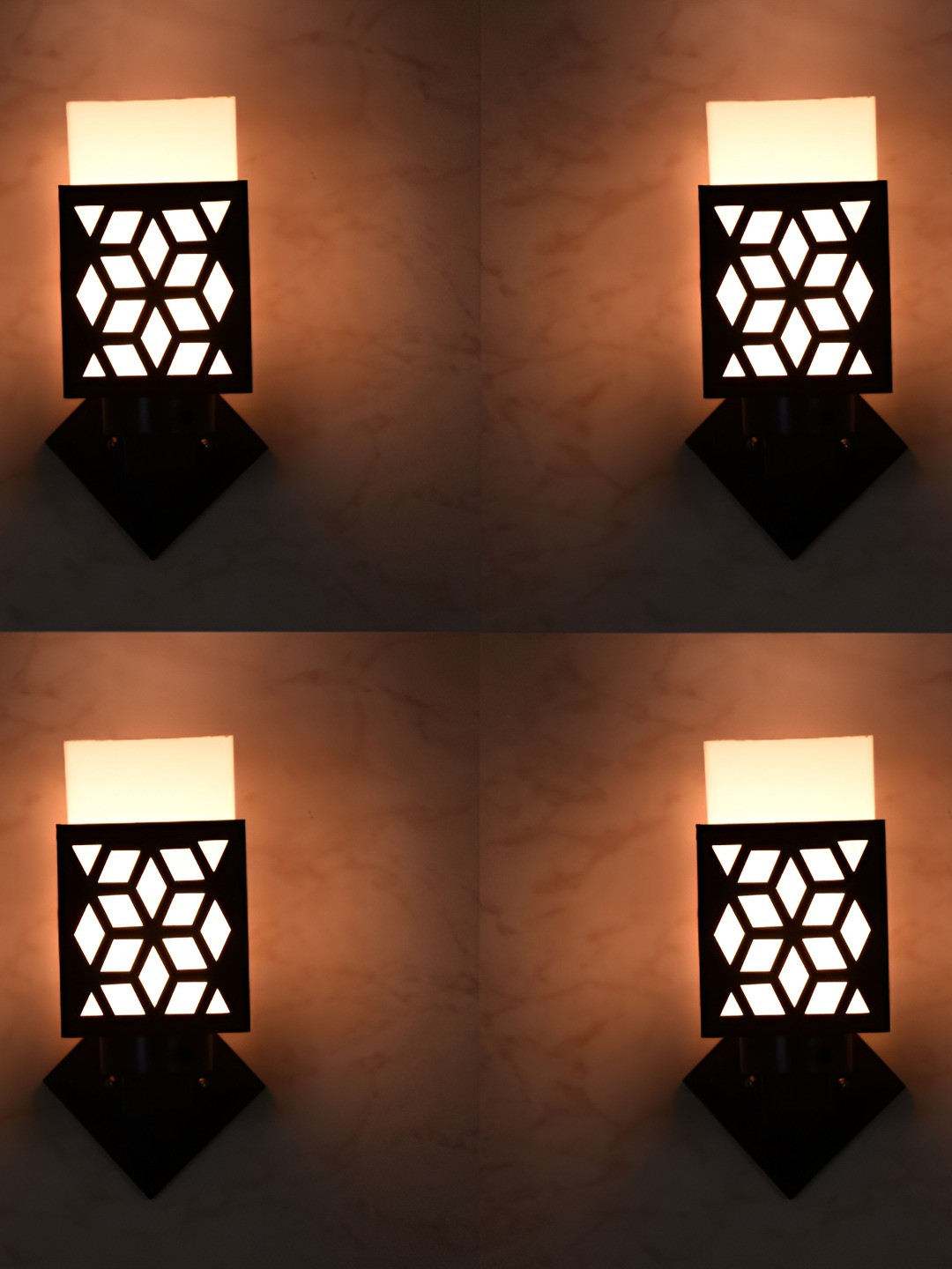 

Afast Black & White 4 Pieces Wooden Square Shaped Wall Lamps