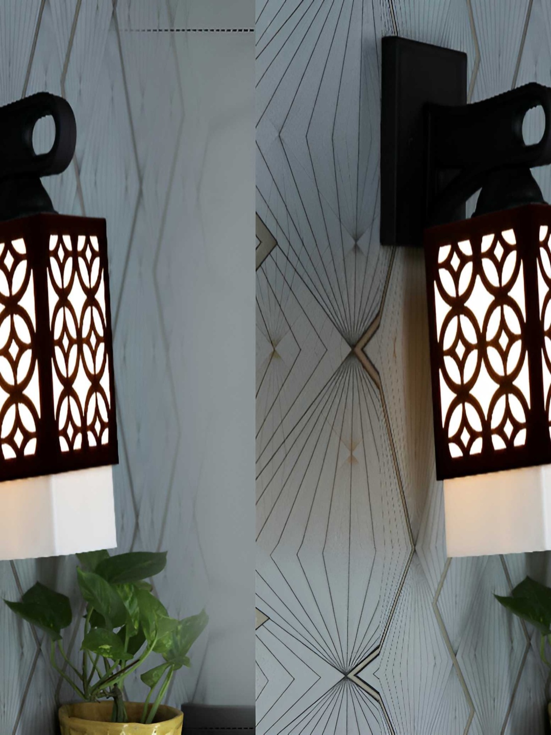 

Afast White & Black 2 Pieces Wooden Contemporary Rectangle Shaped Wall Lamps