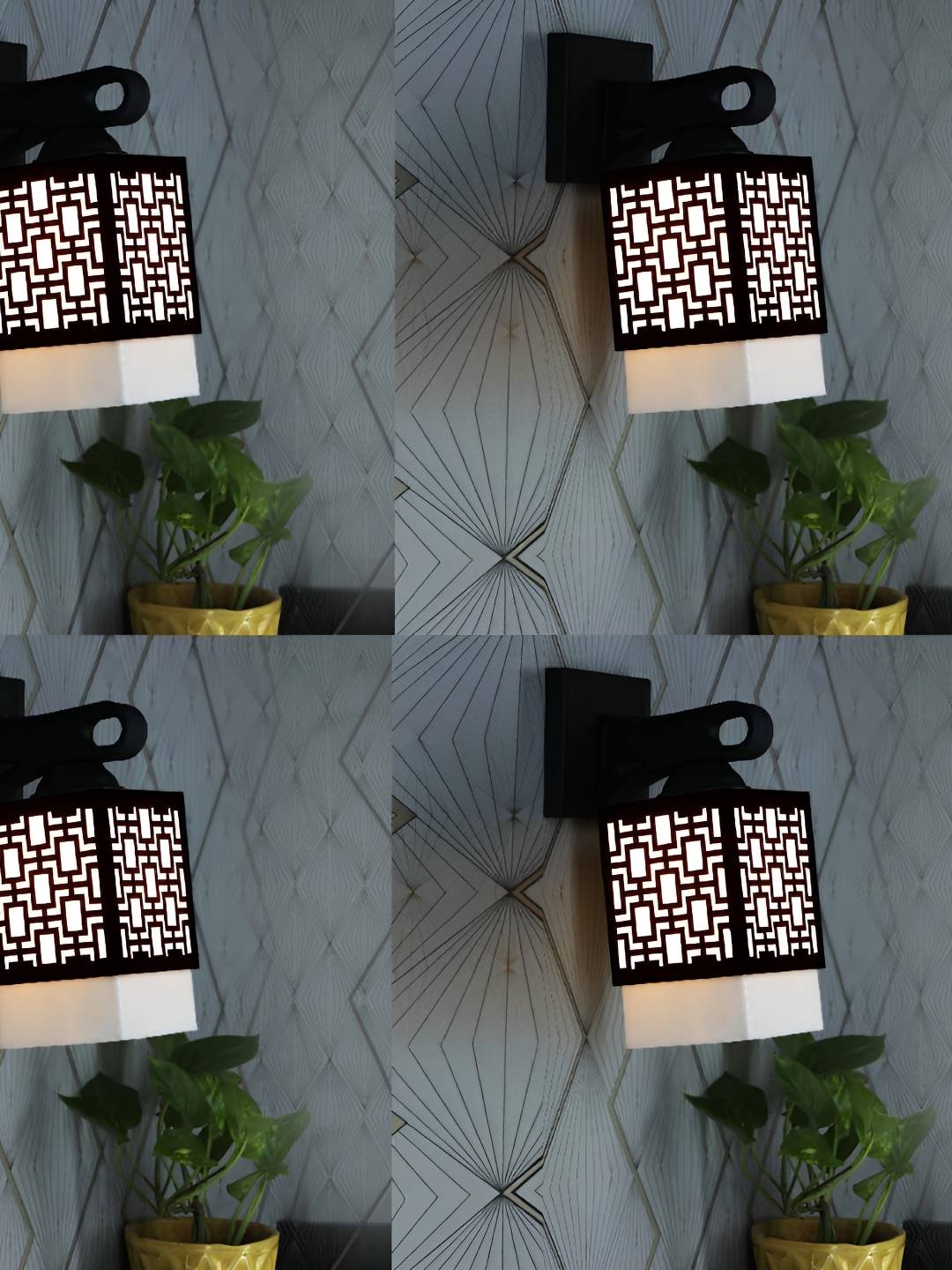 

Afast 4 Pcs Black & White Wooden Traditional Square Shaped Wall Lamps