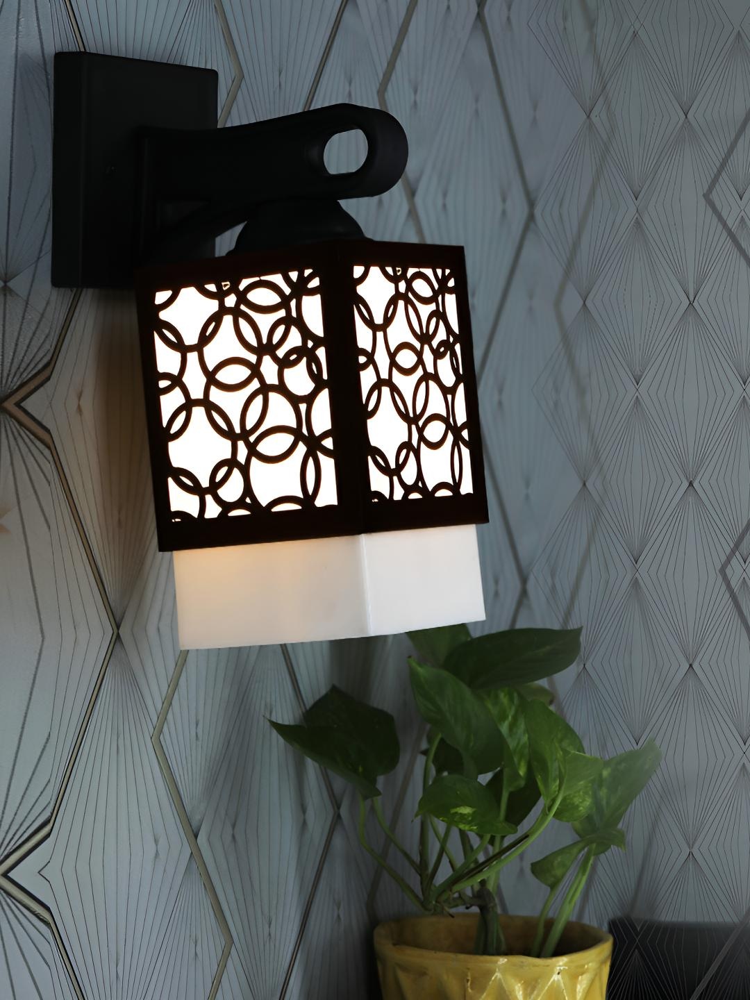 

Afast Black & White Textured Wooden Square Wall Lamp
